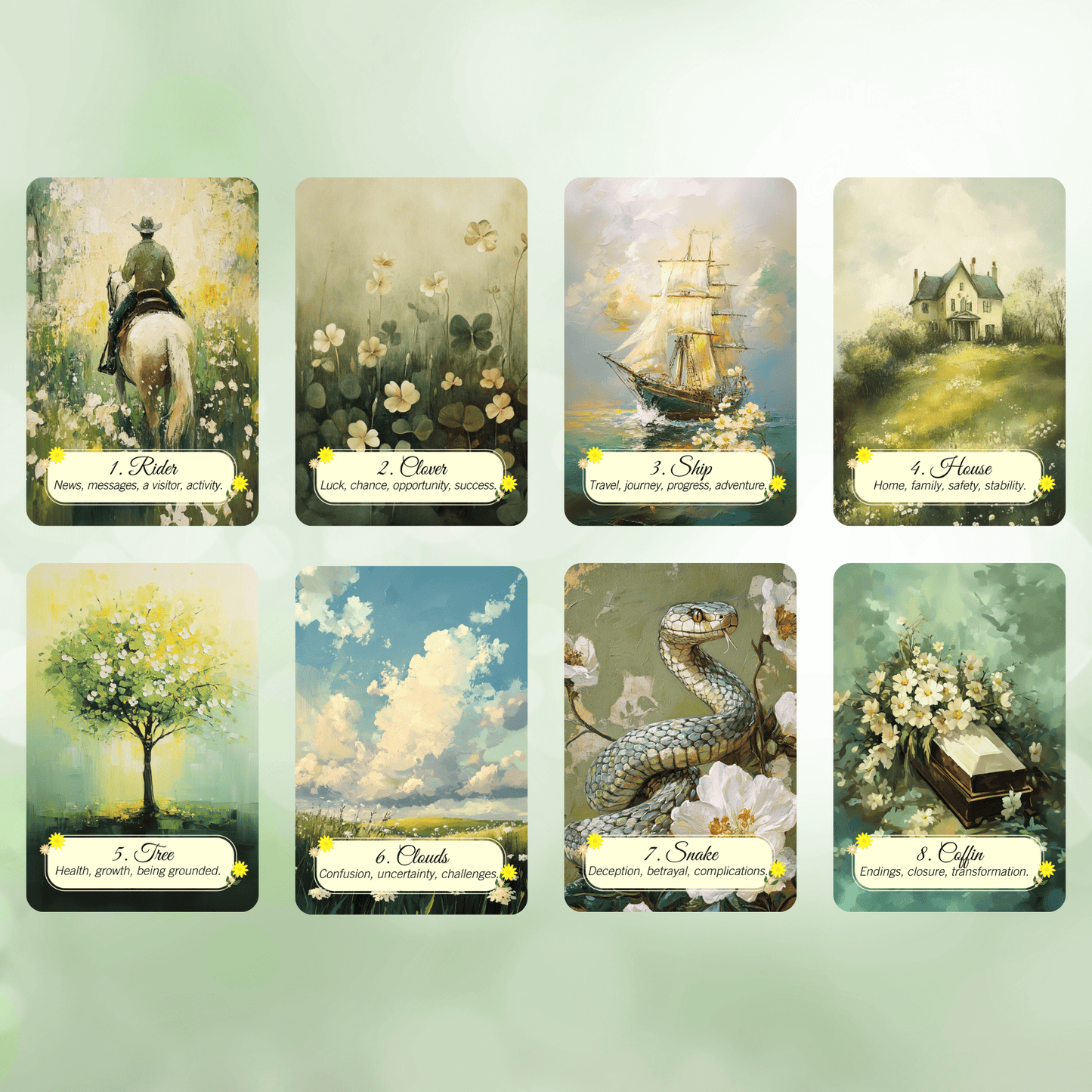 Spring Glade Tarot & Lenormand Bundle 🌱 A gentle 2 - deck set for fresh insights, spring renewal, and beginner - friendly guidance - Hattie Thorn Tarot