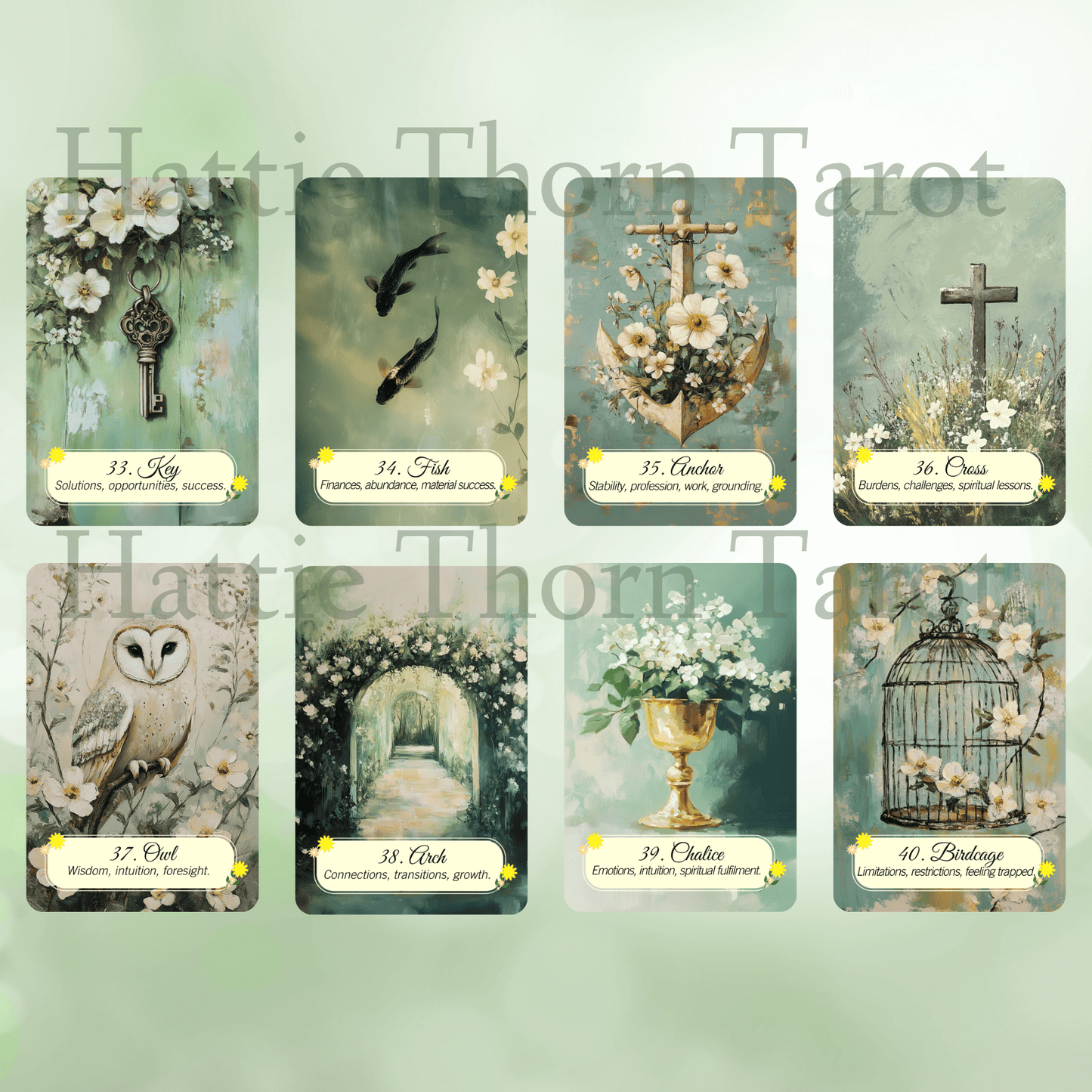 Spring Glade Tarot & Lenormand Bundle 🌱 A gentle 2 - deck set for fresh insights, spring renewal, and beginner - friendly guidance - Hattie Thorn Tarot