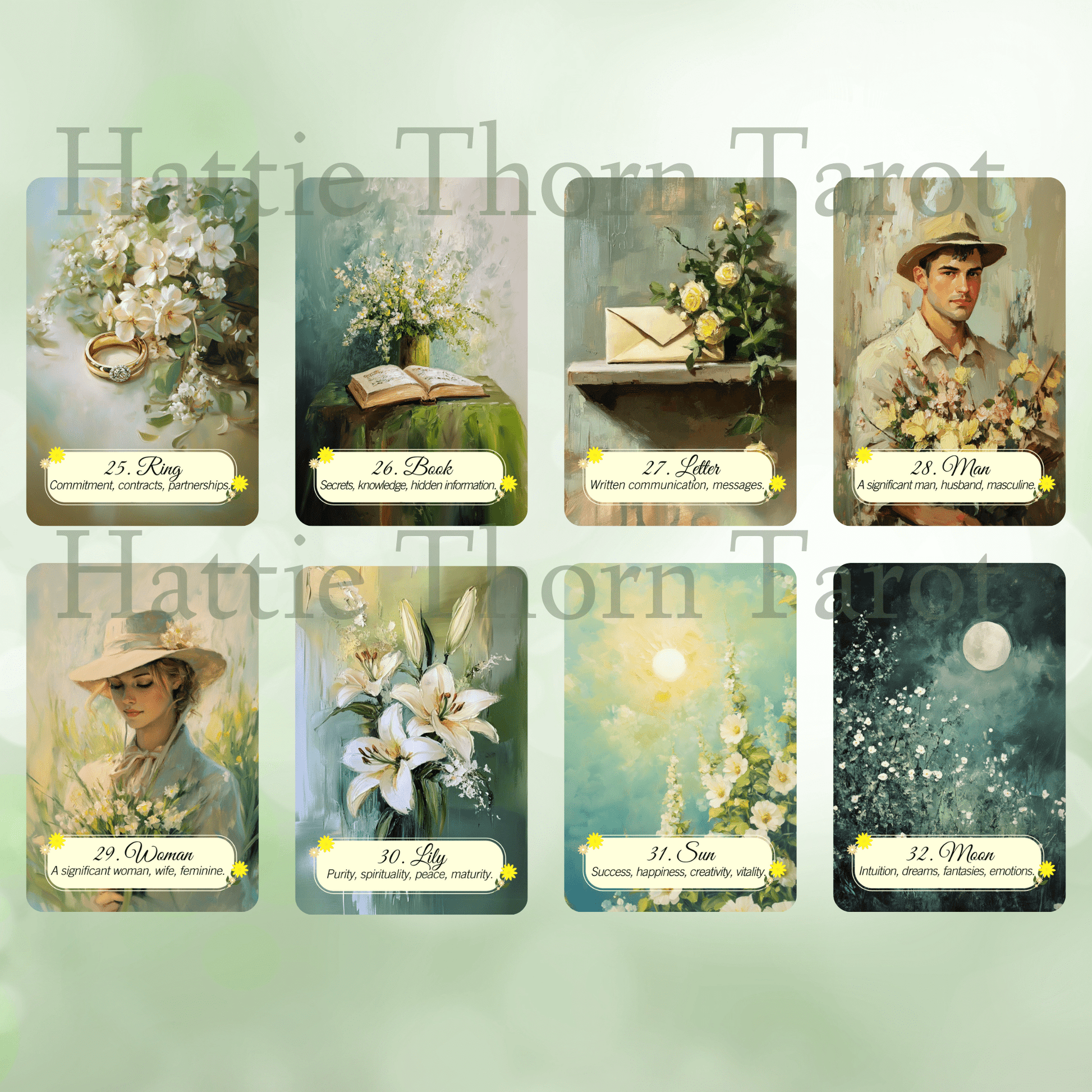Spring Glade Tarot & Lenormand Bundle 🌱 A gentle 2 - deck set for fresh insights, spring renewal, and beginner - friendly guidance - Hattie Thorn Tarot