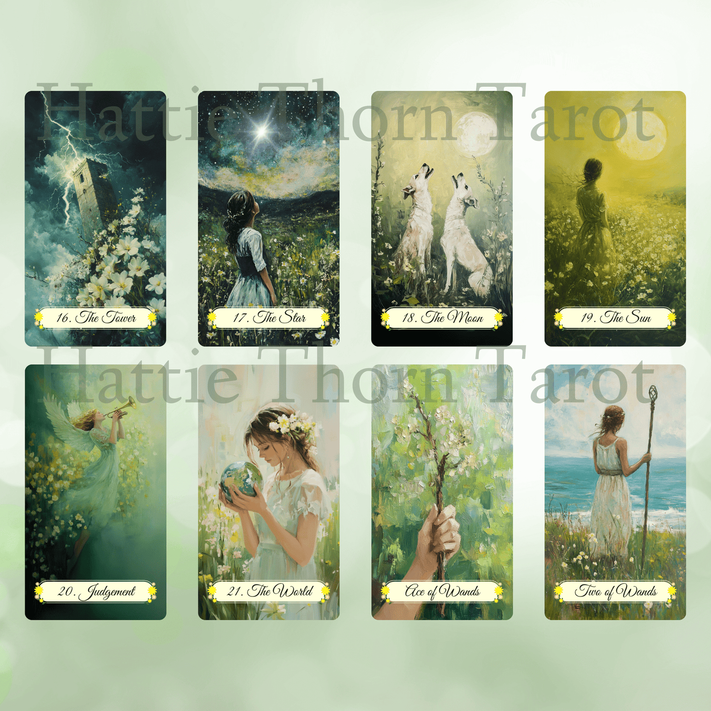 Spring Glade Tarot & Lenormand Bundle 🌱 A gentle 2 - deck set for fresh insights, spring renewal, and beginner - friendly guidance - Hattie Thorn Tarot