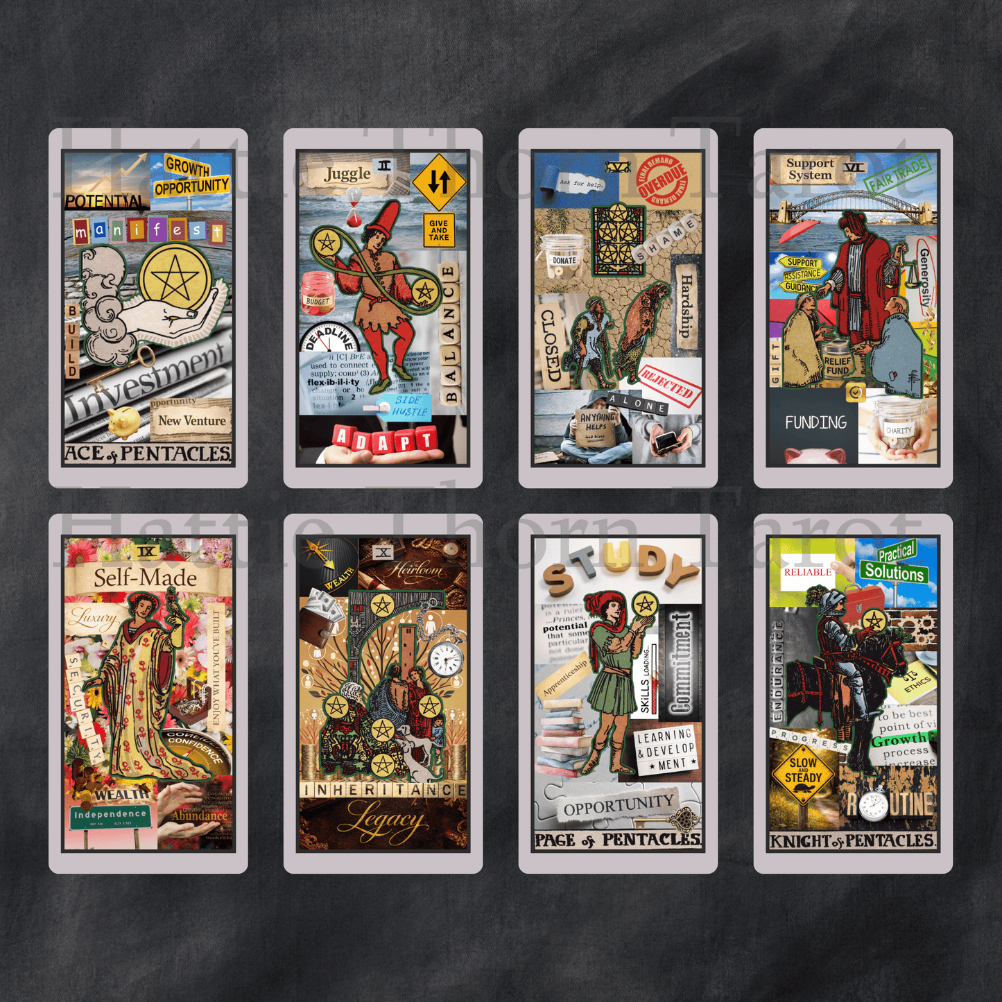 Straight Talking Tarot 🔥 ♦ A bold collage tarot that tells the truth, whether you asked nicely or not. - Hattie Thorn Tarot