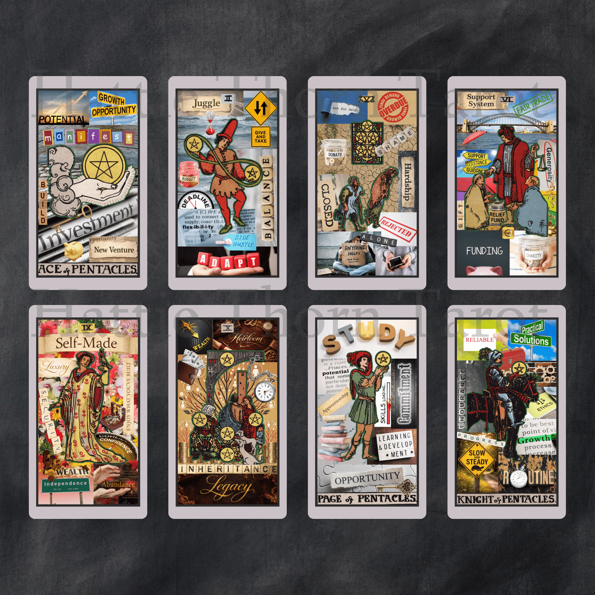 Straight Talking Tarot 🔥 ♦ A bold collage tarot that tells the truth, whether you asked nicely or not. - Hattie Thorn Tarot