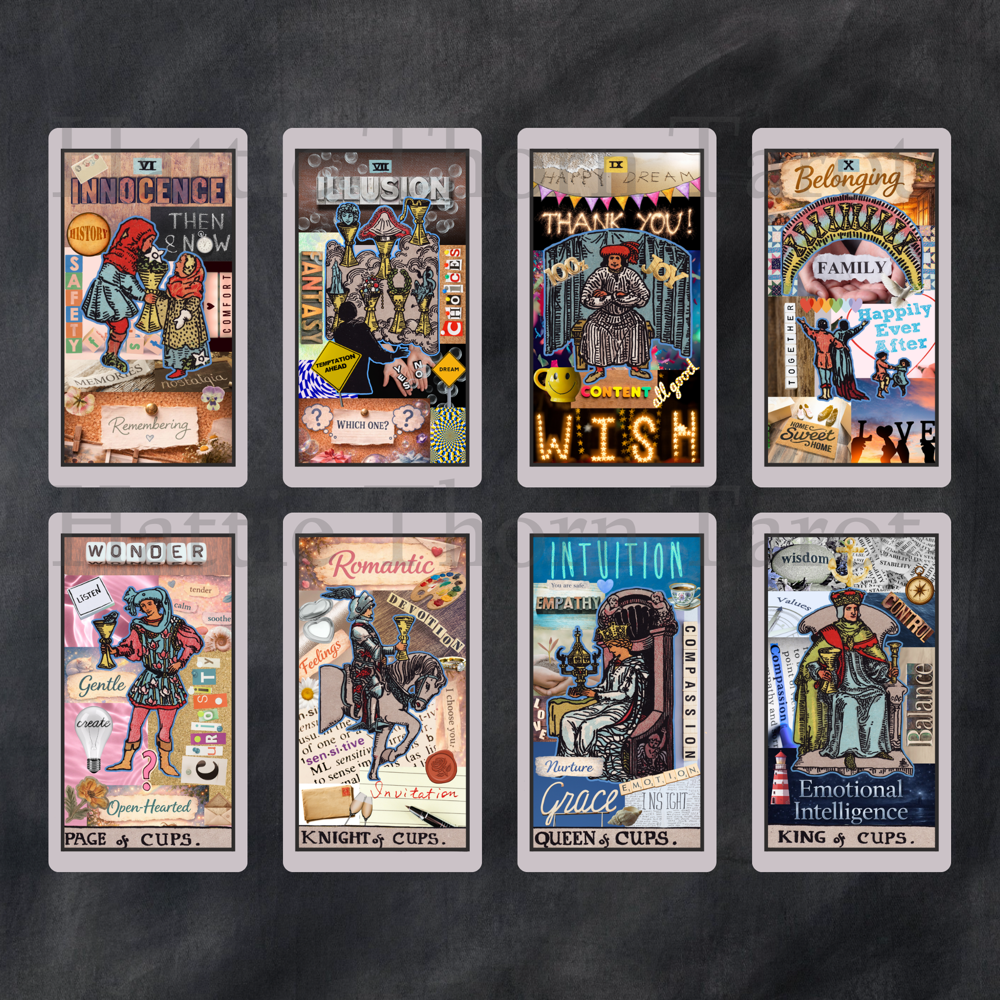 Straight Talking Tarot 🔥 ♦ A bold collage tarot that tells the truth, whether you asked nicely or not. - Hattie Thorn Tarot