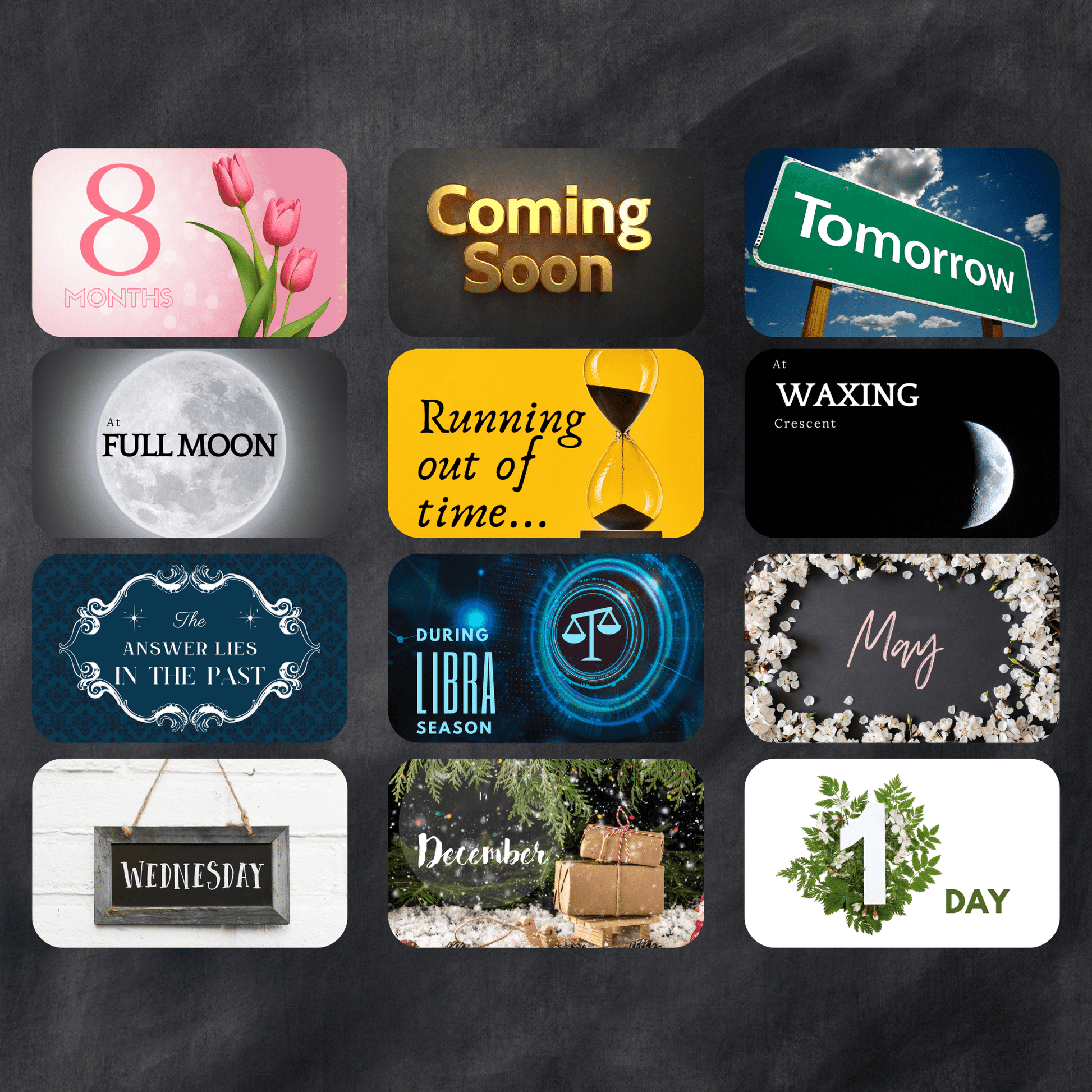 Straight Talking Time ⏳ ♦ Timing clarifiers for when something is coming, unfolding, or not quite ready yet. - Hattie Thorn Tarot