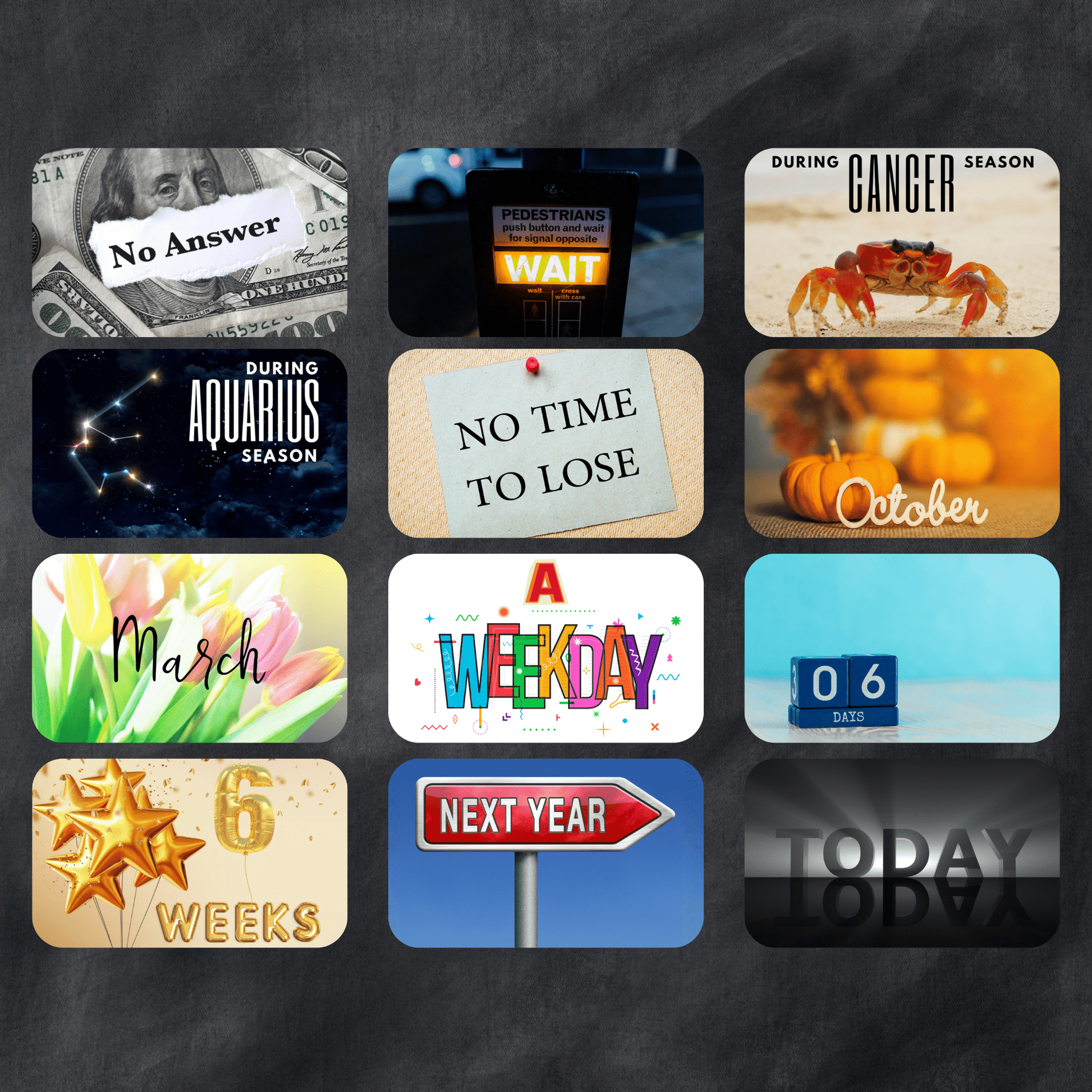 Straight Talking Time ⏳ ♦ Timing clarifiers for when something is coming, unfolding, or not quite ready yet. - Hattie Thorn Tarot