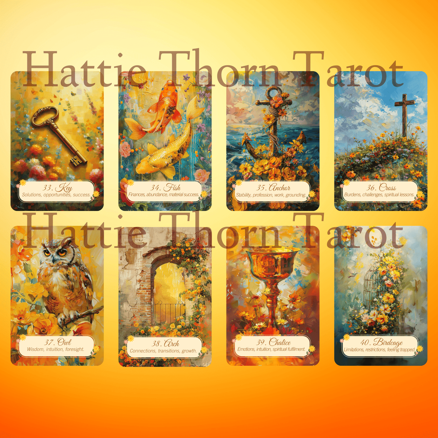 Summer Meadows Lenormand 🌻 A 45 - card extended Lenormand deck with clear meanings and botanical charm - Hattie Thorn Tarot