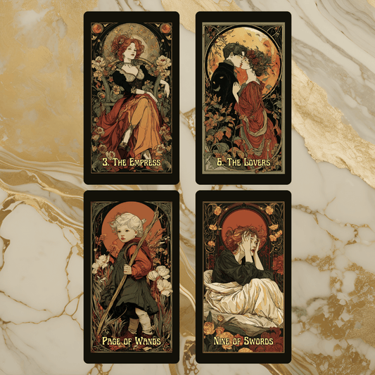 Tarot Nouveau 🌹 A 78 - card tarot deck of Art Nouveau elegance, romantic symbolism, and golden - age mysticism. - Hattie Thorn Tarot