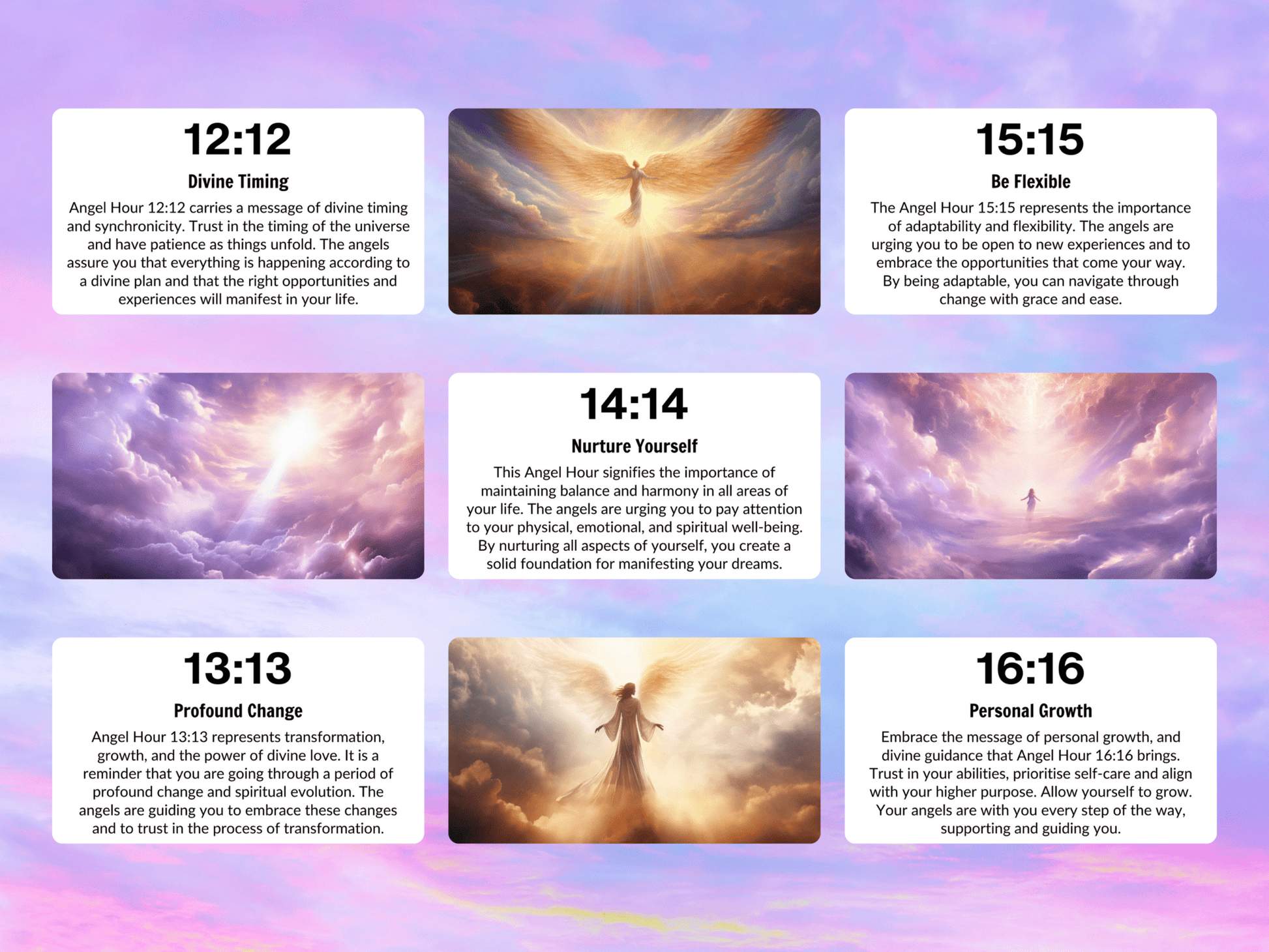 The Angel Hour Cards ⏰ Synchronicity speaks. When the clock aligns, your angels are calling. - Hattie Thorn Tarot