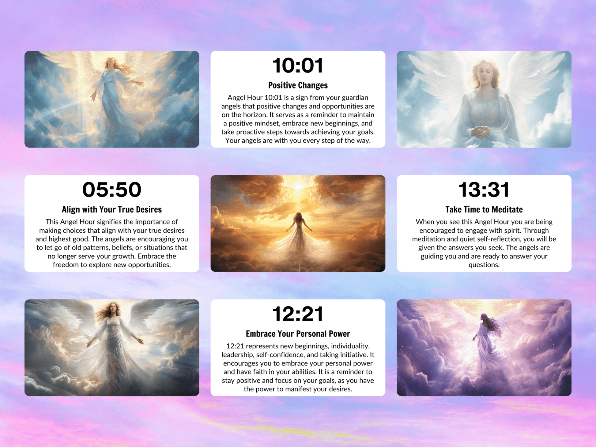 The Angel Hour Cards ⏰ Synchronicity speaks. When the clock aligns, your angels are calling. - Hattie Thorn Tarot