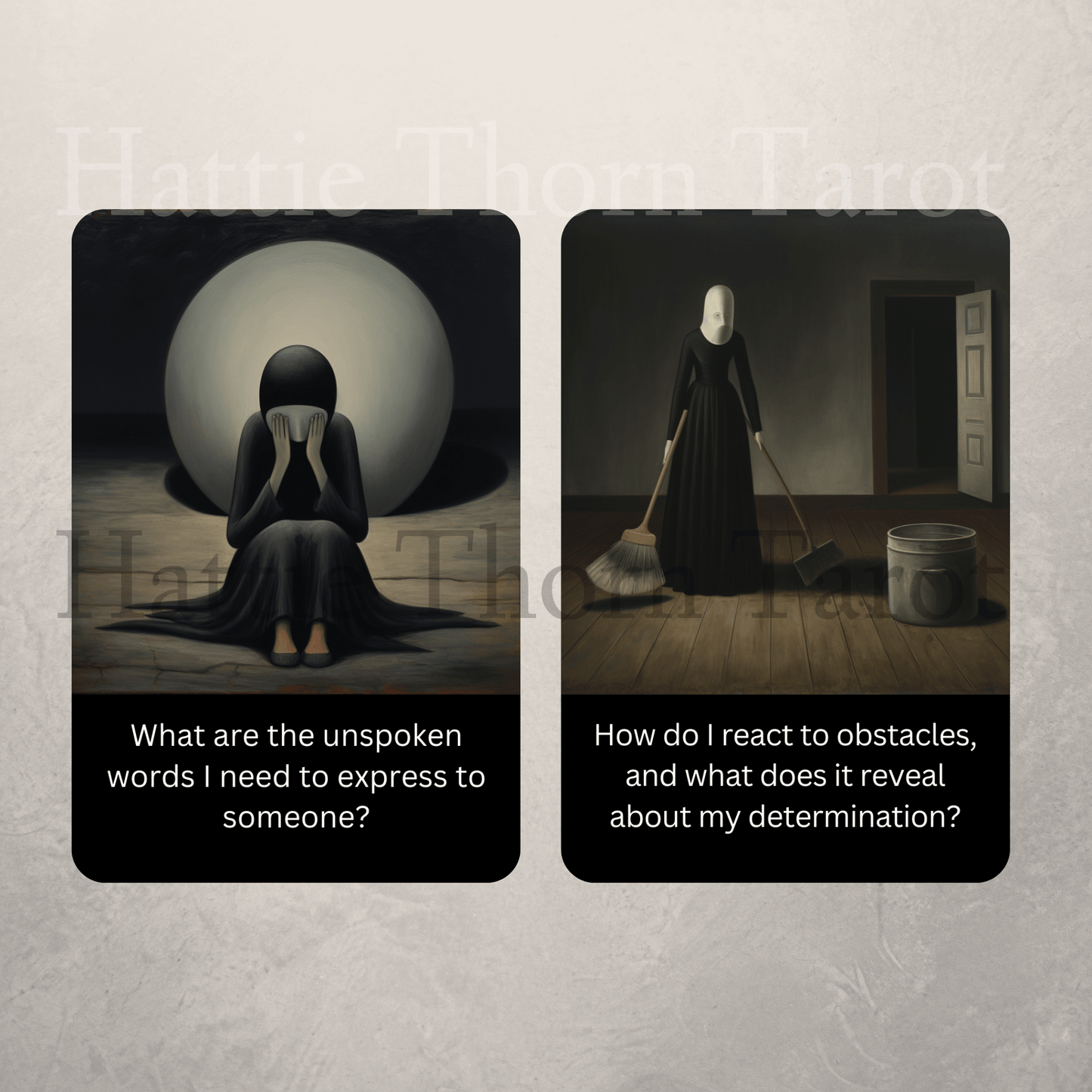 The Dark Mirror Shadow Work Cards 🪞 Not all truths live in the light. This deck dares you to look within. - Hattie Thorn Tarot