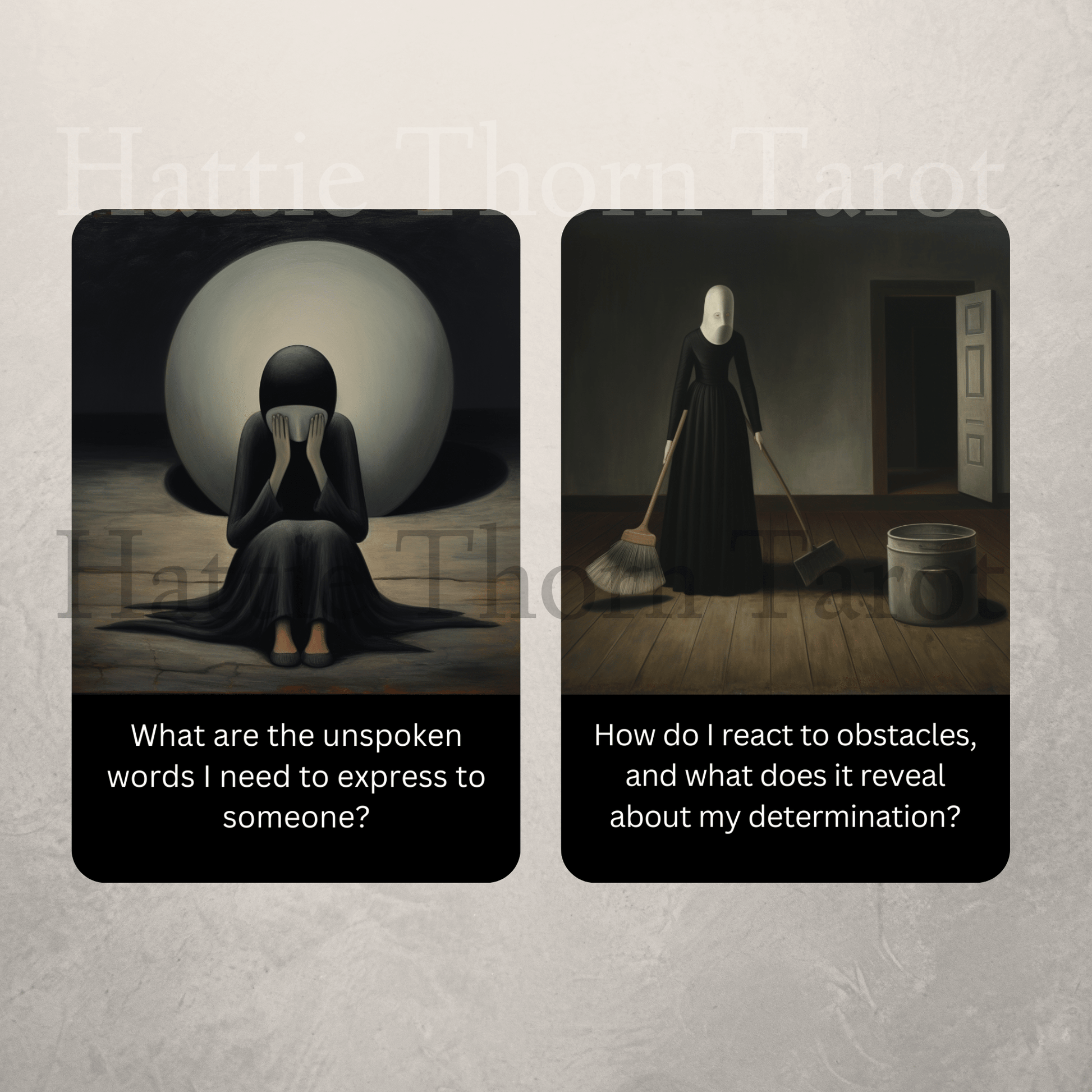 The Dark Mirror Shadow Work Cards 🪞 Not all truths live in the light. This deck dares you to look within. - Hattie Thorn Tarot