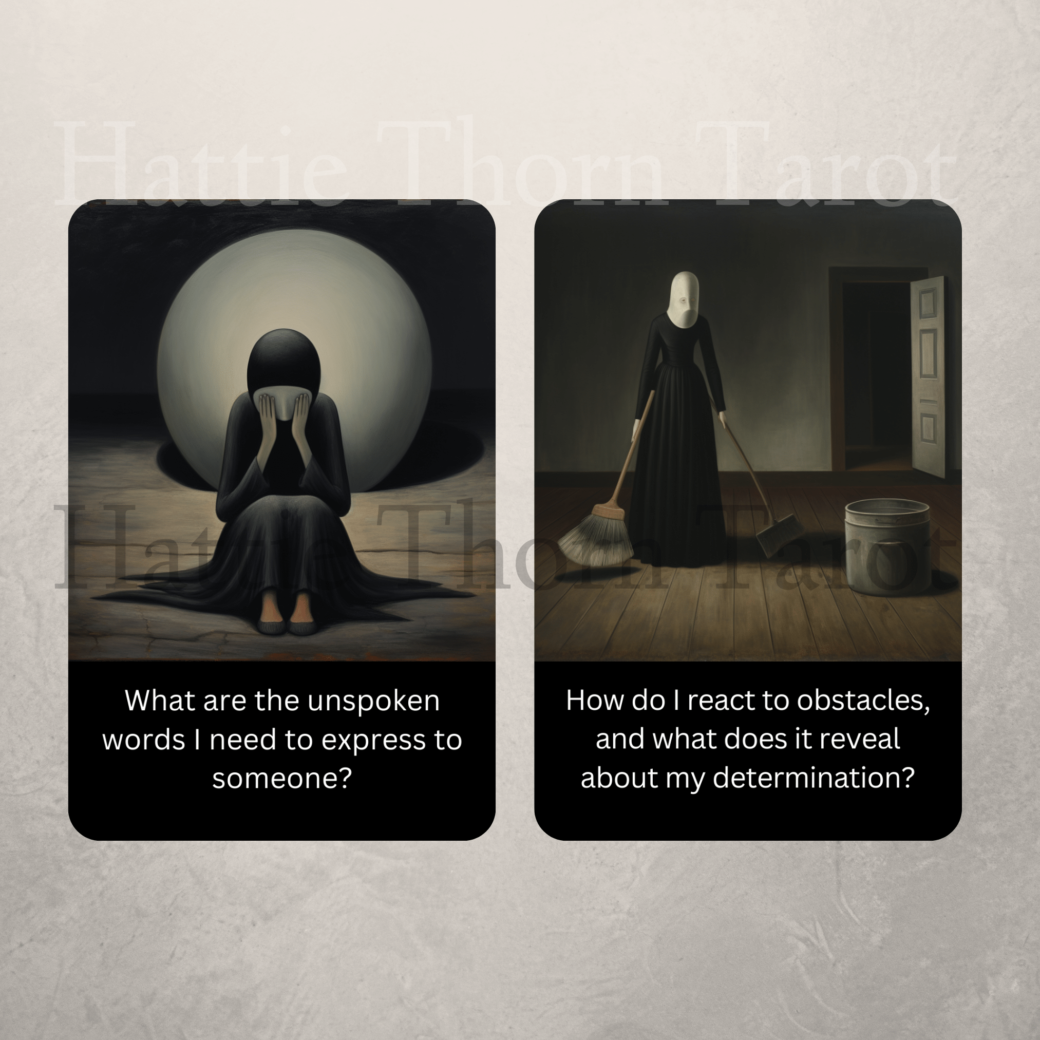The Dark Mirror Shadow Work Cards 🪞 Not all truths live in the light. This deck dares you to look within. - Hattie Thorn Tarot