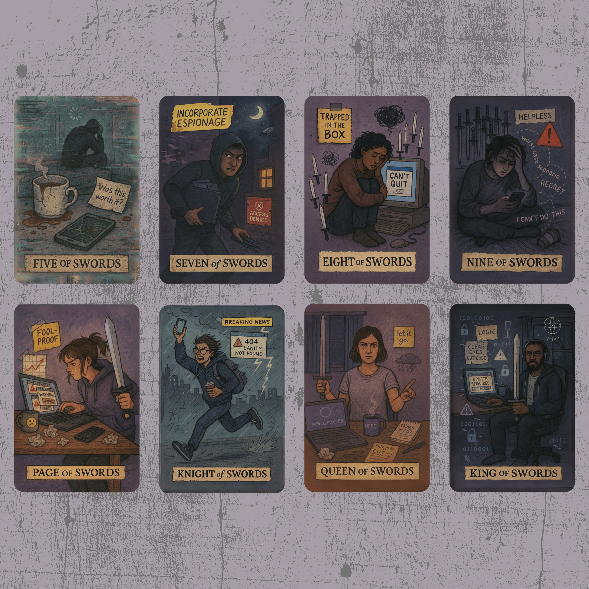 The Everyday Apocalypse Tarot 🔥 no fluff, no filters, just clarity served with a side of emotional whiplash, cracked screens, and burnt toast. - Hattie Thorn Tarot