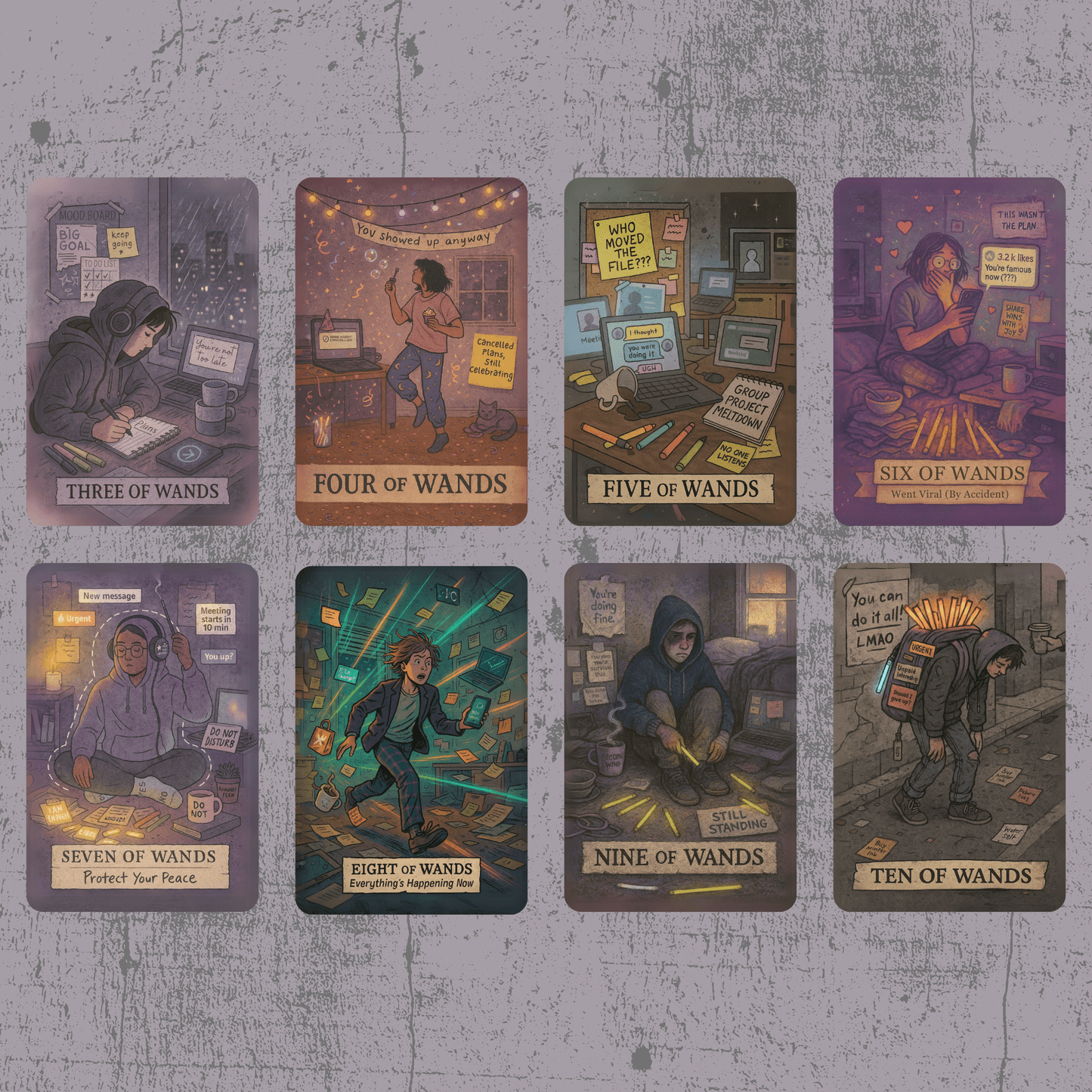 The Everyday Apocalypse Tarot 🔥 no fluff, no filters, just clarity served with a side of emotional whiplash, cracked screens, and burnt toast. - Hattie Thorn Tarot