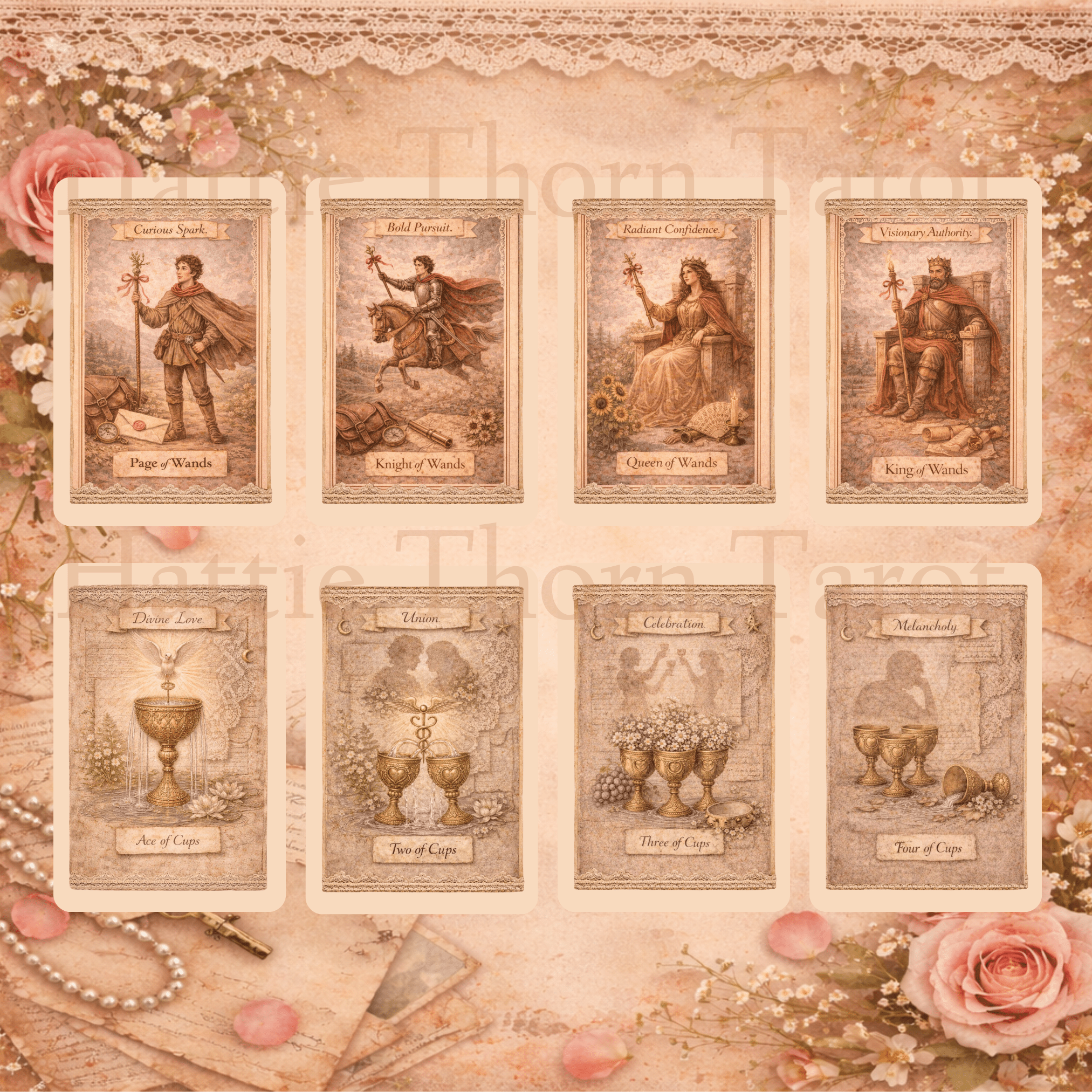 The Keepsake Tarot 🕯️ A vintage scrapbook tarot deck where memories, whispers, and hidden truths unfold through lace and parchment - Hattie Thorn Tarot