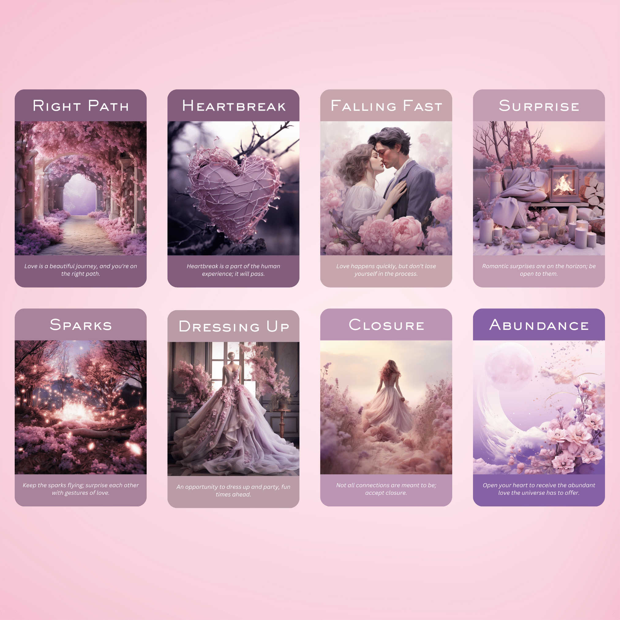 The Romance and Love Oracle 💕 Unlock the secrets of the heart with this soulful 50 - card love oracle. - Hattie Thorn Tarot