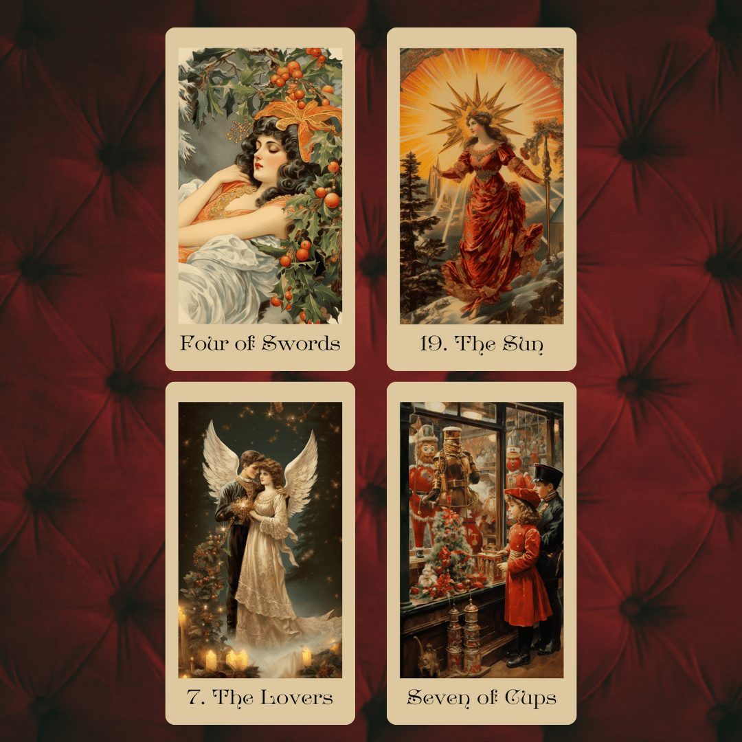 The Vintage Christmas Tarot 🎁 A 78 - card tarot deck steeped in Victorian yuletide elegance and festive nostalgia - Hattie Thorn Tarot