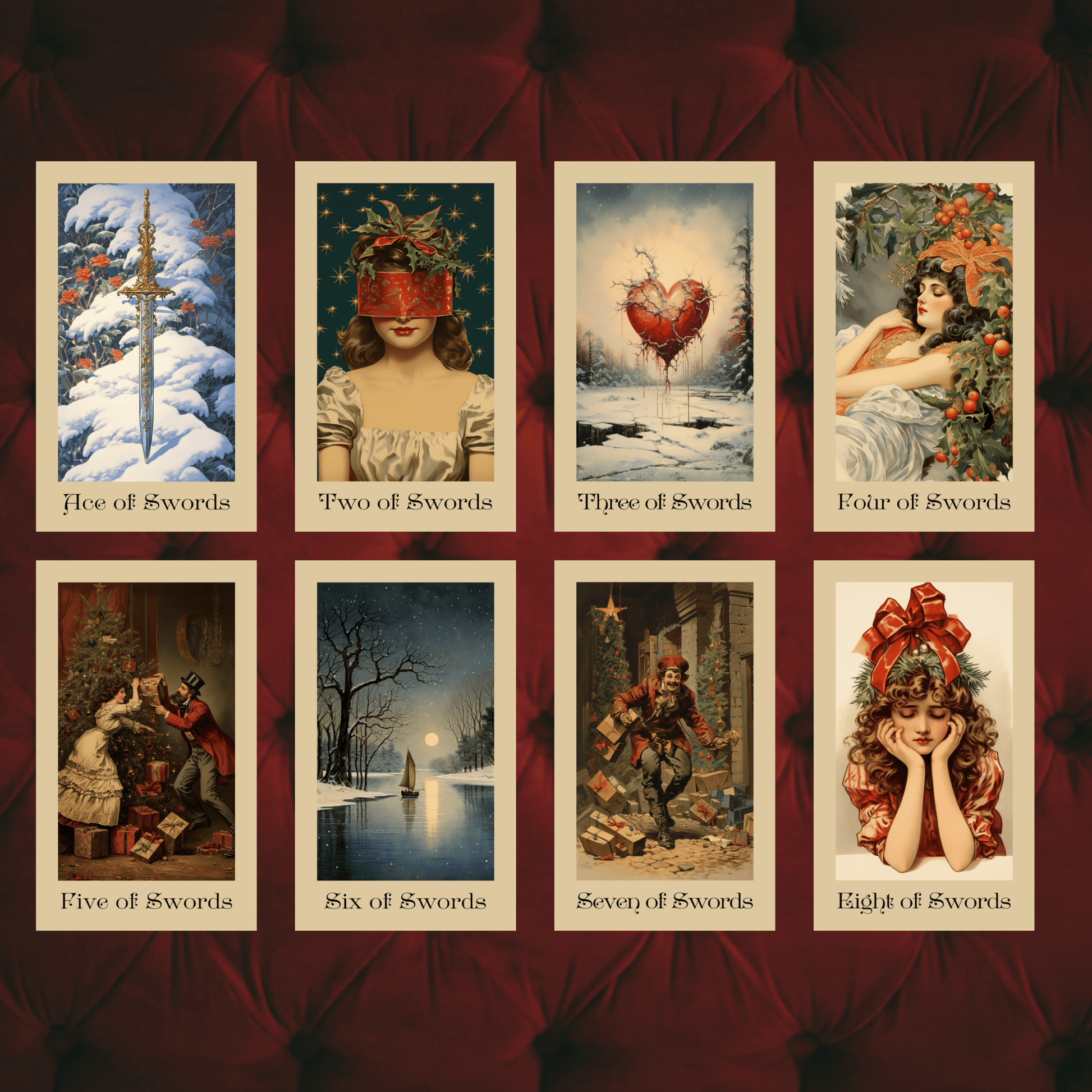 The Vintage Christmas Tarot 🎁 A 78 - card tarot deck steeped in Victorian yuletide elegance and festive nostalgia - Hattie Thorn Tarot