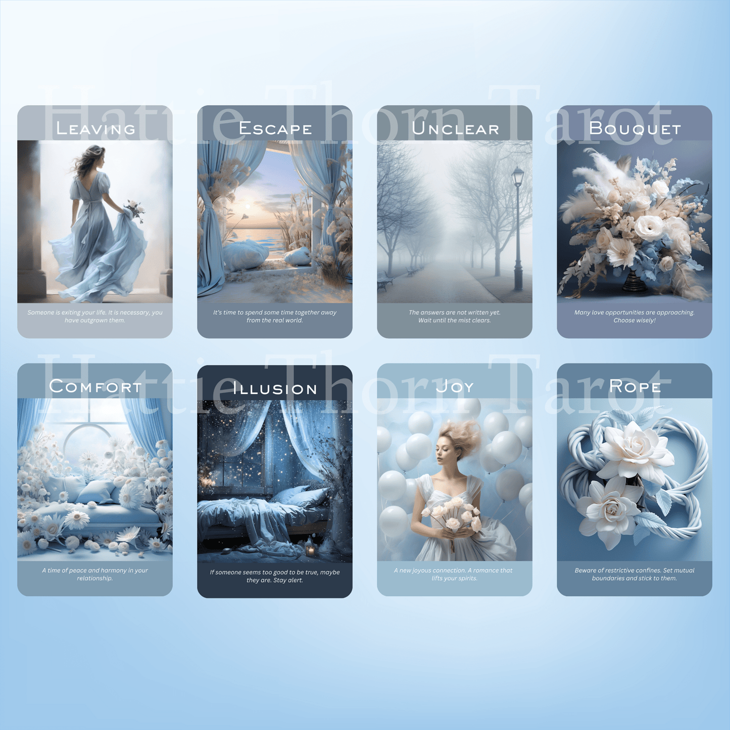 True Blue Romance and Love Oracle 💙 A dreamy 50 - card oracle exploring love, connection, and blue - tinted longing - Hattie Thorn Tarot