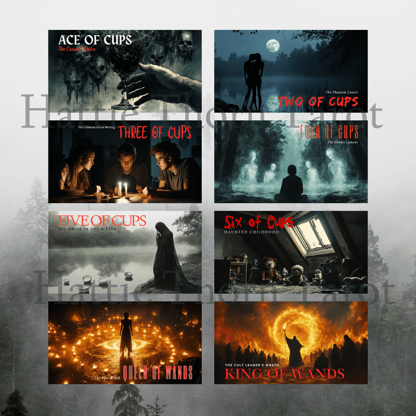 Twisted Tarot ♦ A cinematic tarot deck that reads like a horror movie still you can’t unsee. - Hattie Thorn Tarot