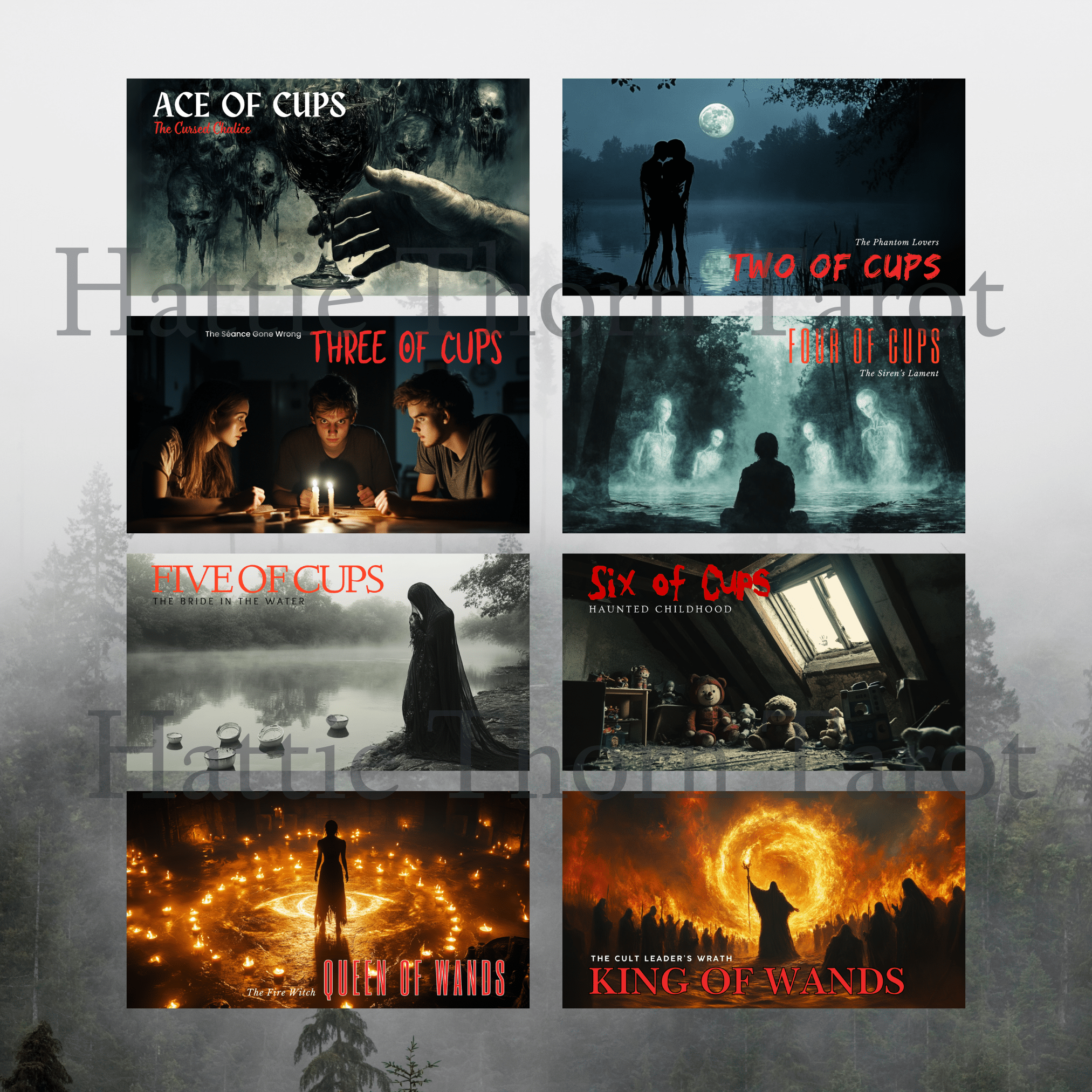 Twisted Tarot ♦ A cinematic tarot deck that reads like a horror movie still you can’t unsee. - Hattie Thorn Tarot