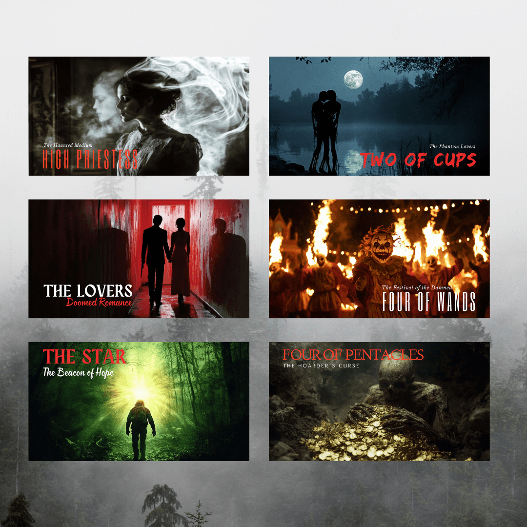 Twisted Tarot ♦ A cinematic tarot deck that reads like a horror movie still you can’t unsee. - Hattie Thorn Tarot