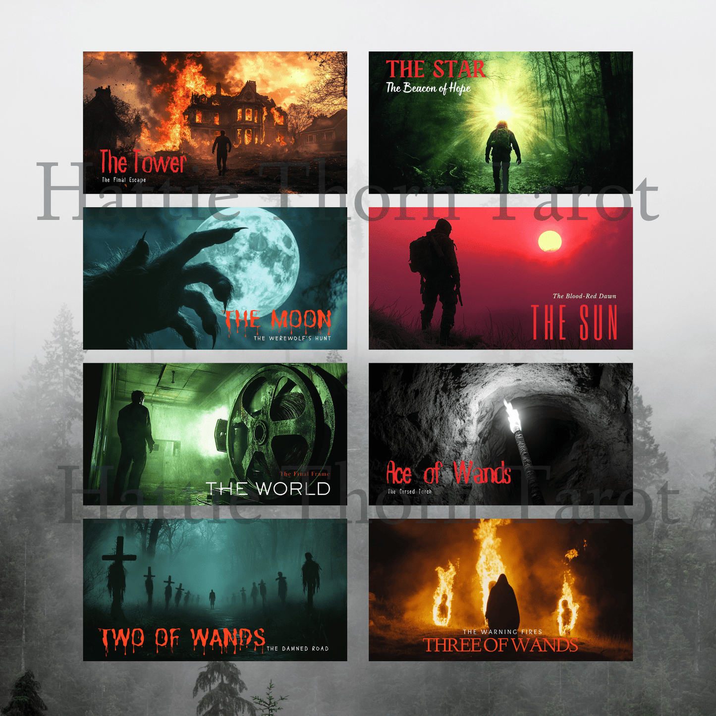 Twisted Tarot ♦ A cinematic tarot deck that reads like a horror movie still you can’t unsee. - Hattie Thorn Tarot