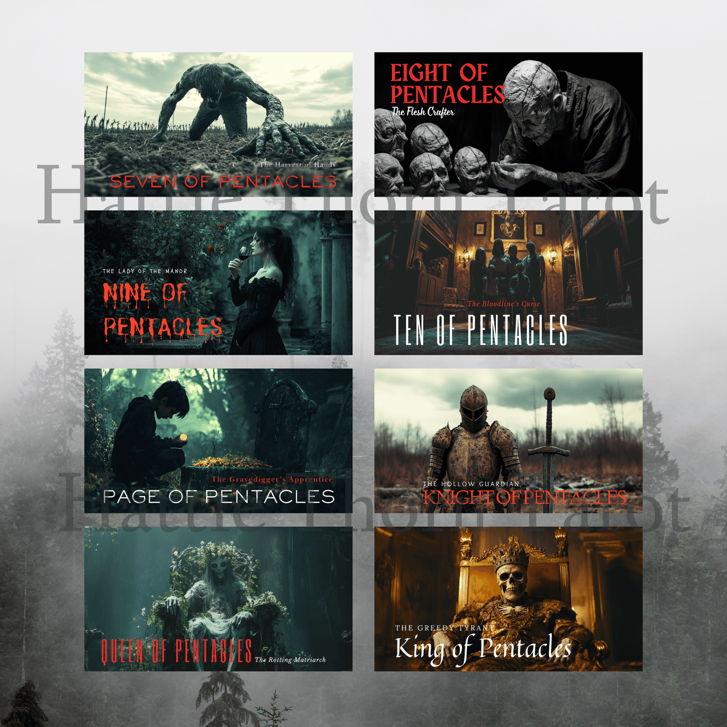 Twisted Tarot ♦ A cinematic tarot deck that reads like a horror movie still you can’t unsee. - Hattie Thorn Tarot