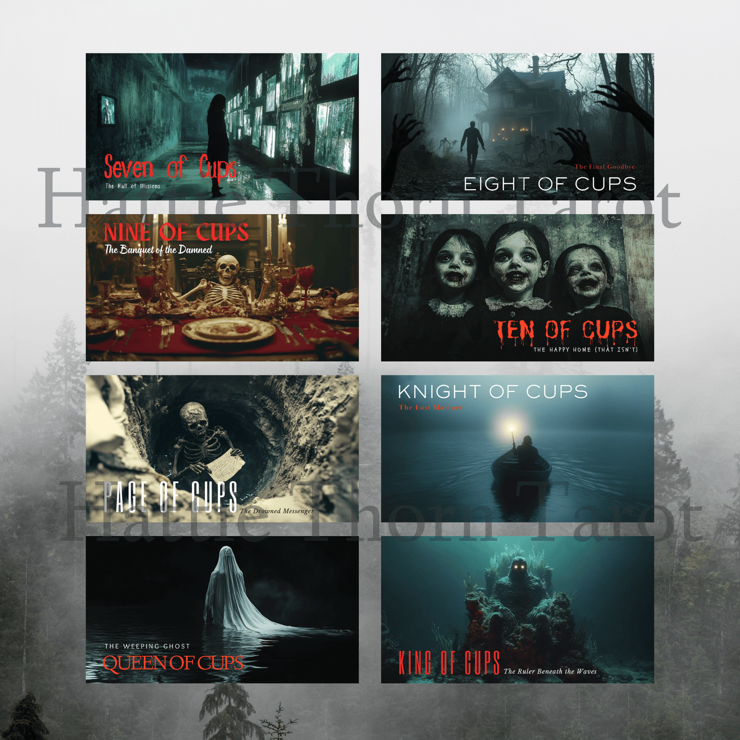 Twisted Tarot ♦ A cinematic tarot deck that reads like a horror movie still you can’t unsee. - Hattie Thorn Tarot