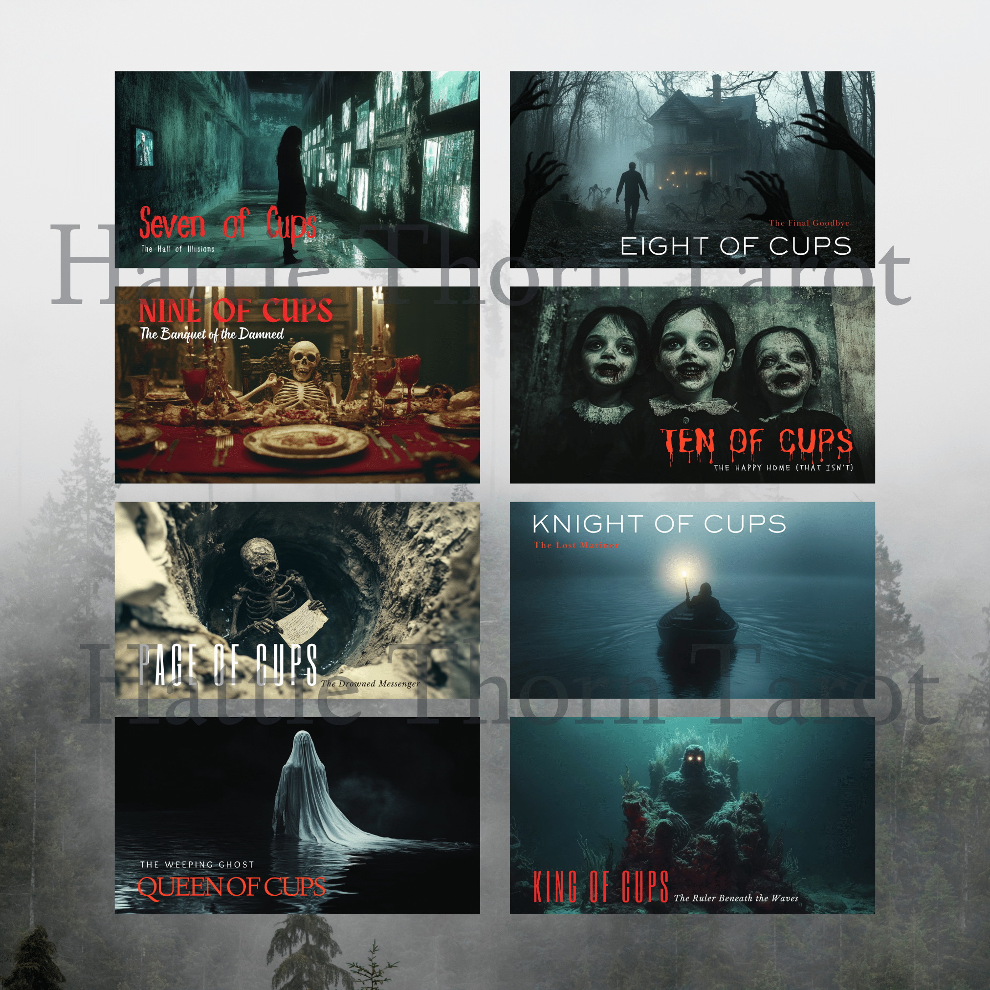 Twisted Tarot ♦ A cinematic tarot deck that reads like a horror movie still you can’t unsee. - Hattie Thorn Tarot