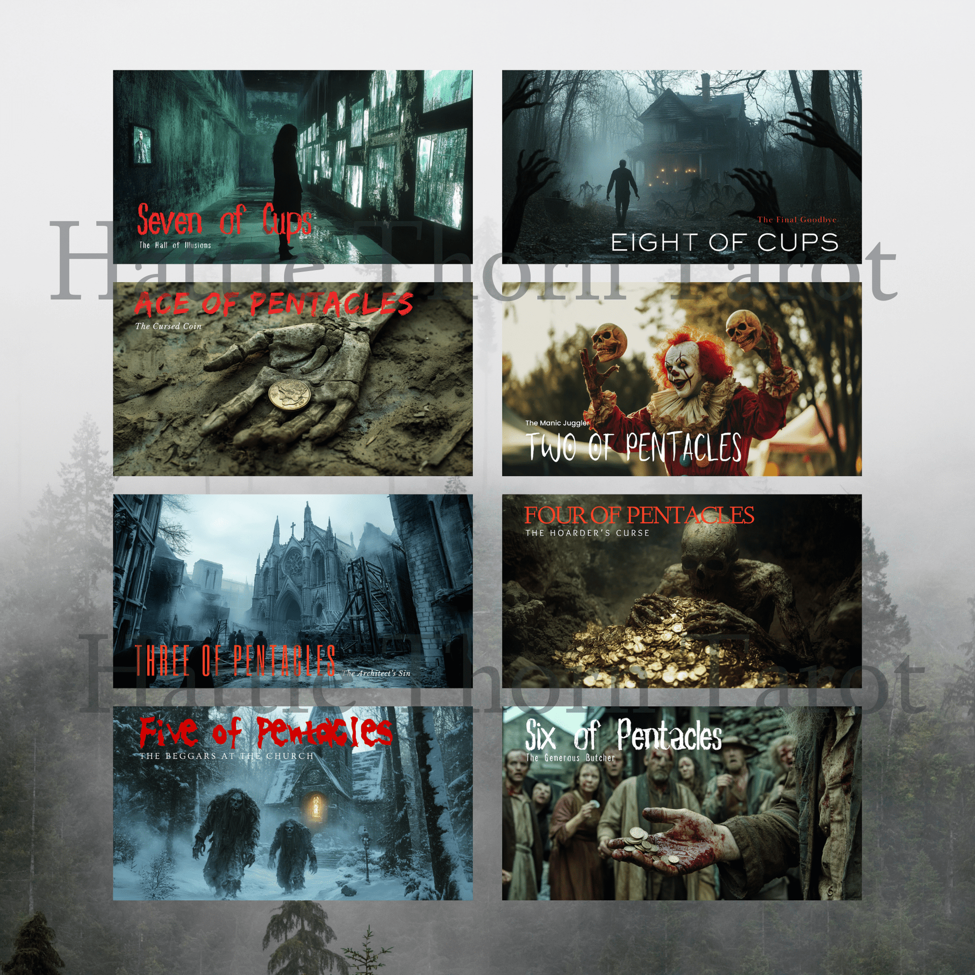 Twisted Tarot ♦ A cinematic tarot deck that reads like a horror movie still you can’t unsee. - Hattie Thorn Tarot