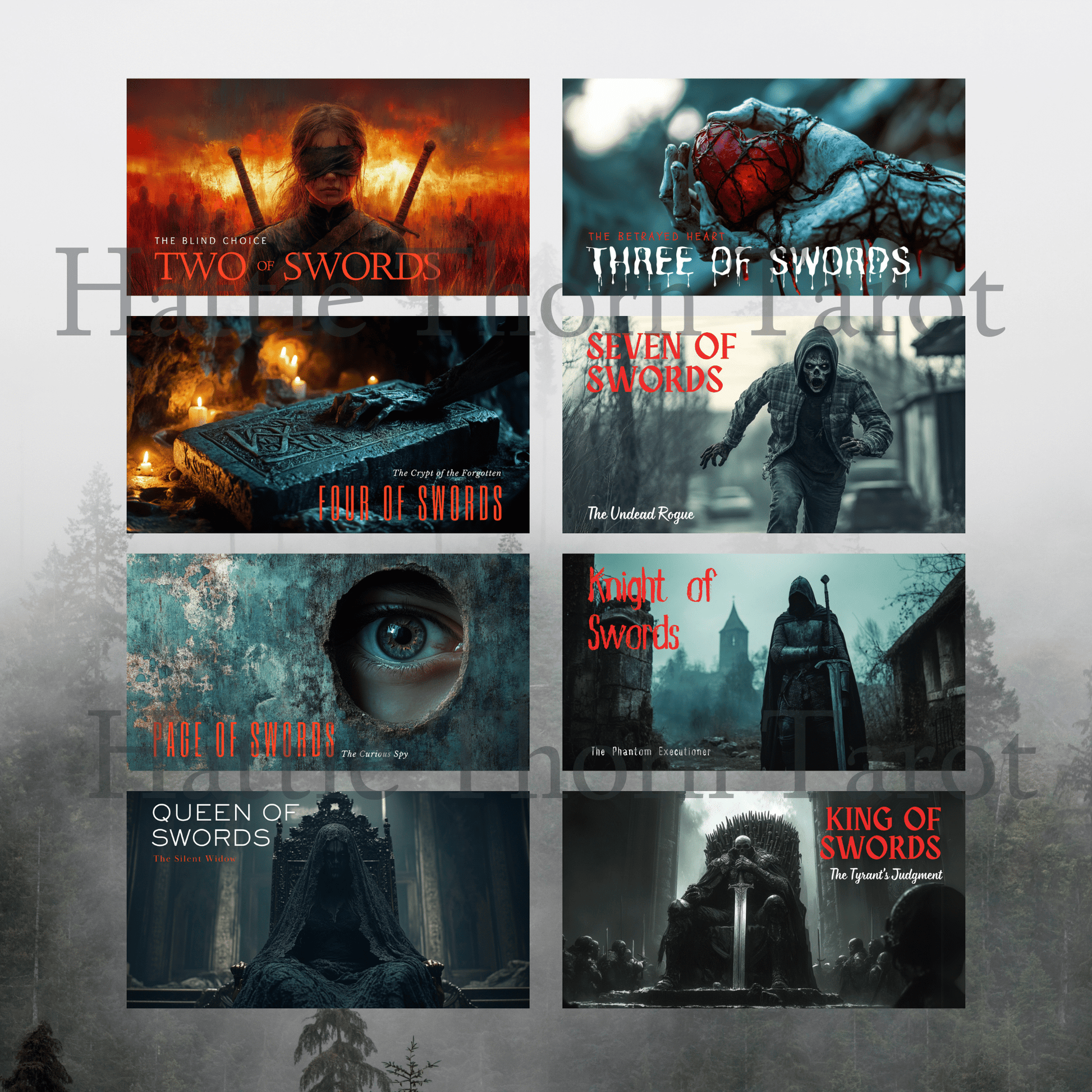 Twisted Tarot ♦ A cinematic tarot deck that reads like a horror movie still you can’t unsee. - Hattie Thorn Tarot