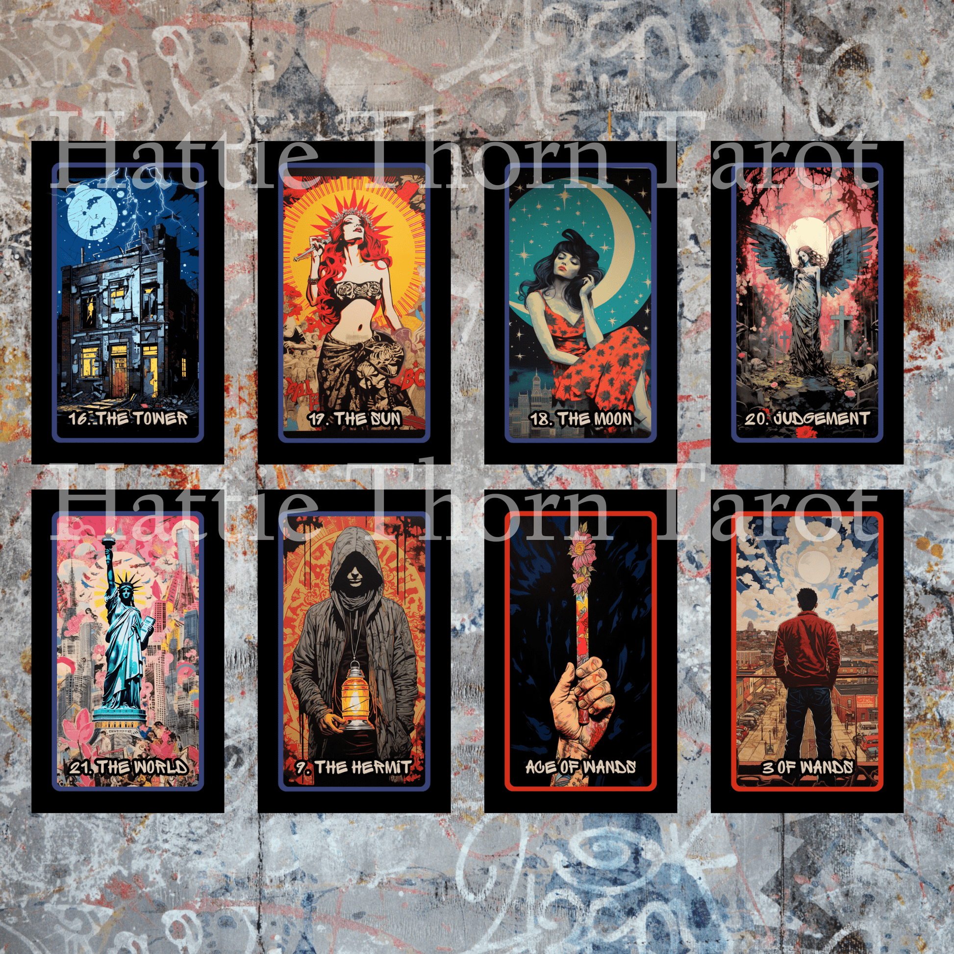 Urban Graffiti Tarot 🎨 Streetwise symbolism. Bold spirit. A tarot deck that speaks in spray paint. - Hattie Thorn Tarot