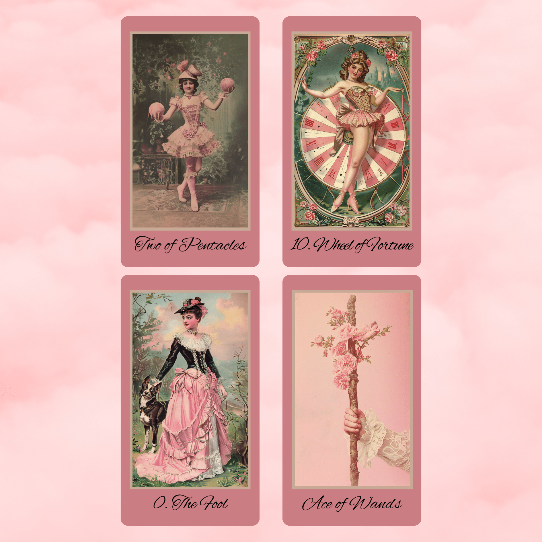 Victorian Muse Tarot 🎀 A pastel - pink tarot deck of antique elegance and burlesque whimsy - Hattie Thorn Tarot