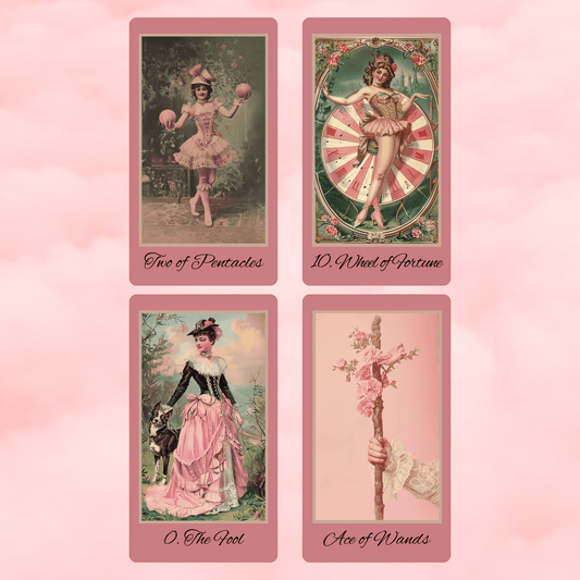 Victorian Muse Tarot 🎀 A pastel - pink tarot deck of antique elegance and burlesque whimsy - Hattie Thorn Tarot