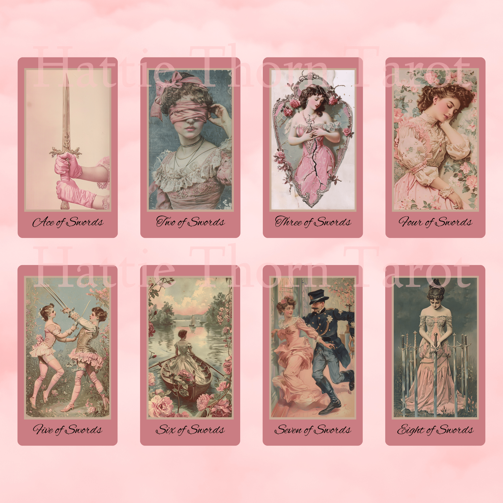 Victorian Muse Tarot 🎀 A pastel - pink tarot deck of antique elegance and burlesque whimsy - Hattie Thorn Tarot