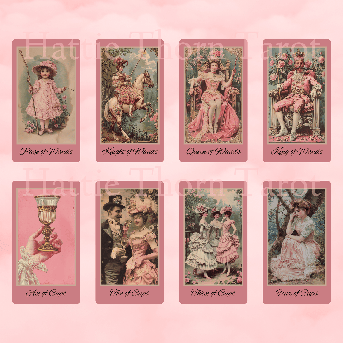 Victorian Muse Tarot 🎀 A pastel - pink tarot deck of antique elegance and burlesque whimsy - Hattie Thorn Tarot