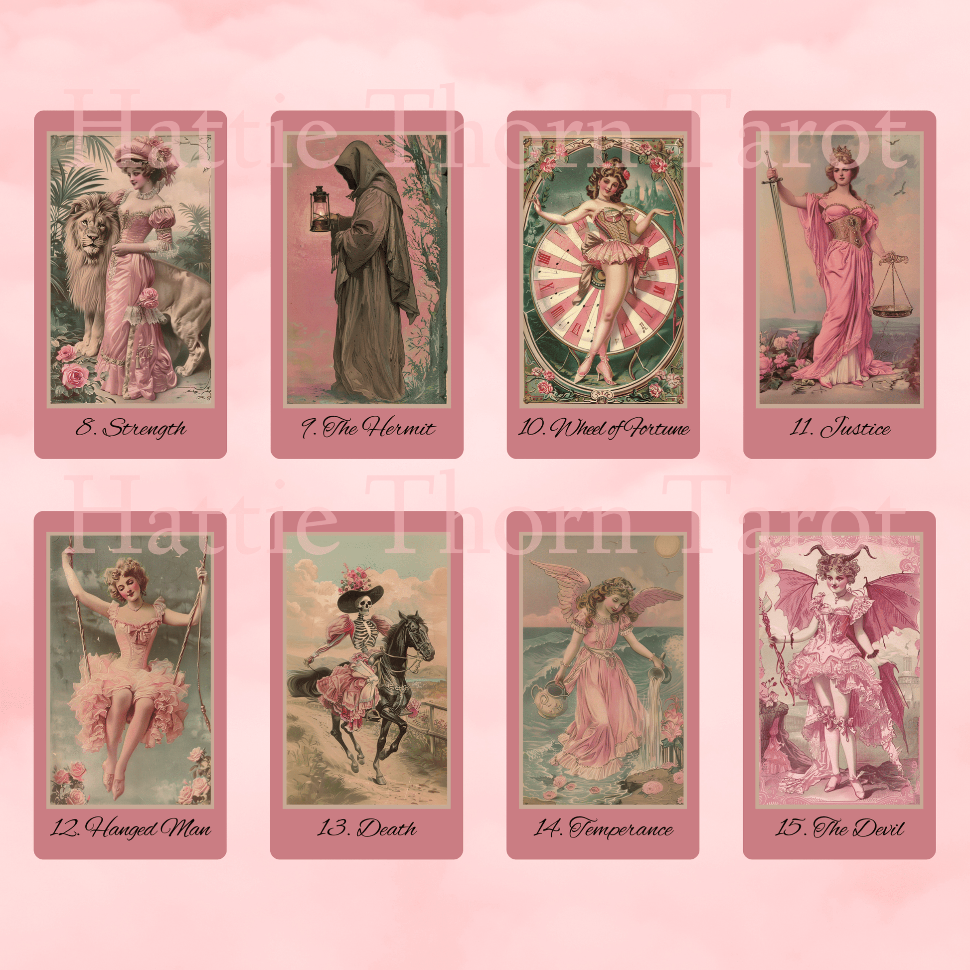 Victorian Muse Tarot 🎀 A pastel - pink tarot deck of antique elegance and burlesque whimsy - Hattie Thorn Tarot