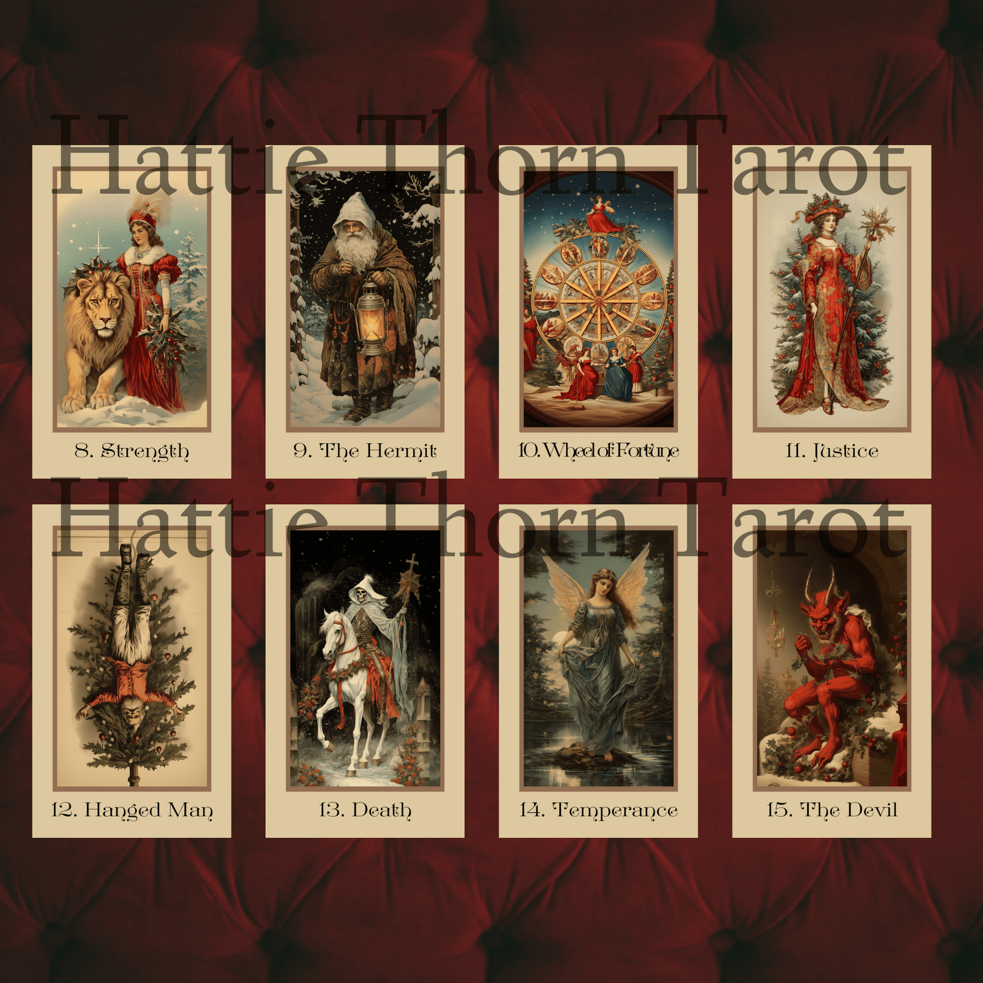 Vintage Christmas Tarot & Oracle Bundle 🎁 A nostalgic 2 - deck set inspired by Victorian yuletide charm and holiday wonder - Hattie Thorn Tarot
