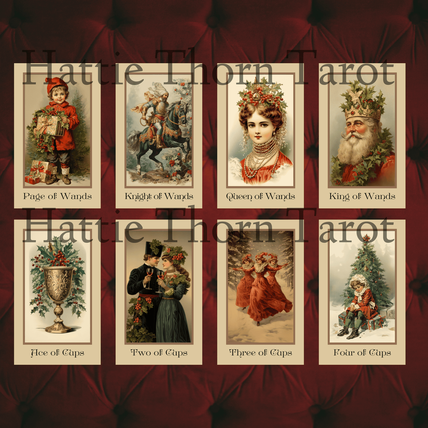 Vintage Christmas Tarot & Oracle Bundle 🎁 A nostalgic 2 - deck set inspired by Victorian yuletide charm and holiday wonder - Hattie Thorn Tarot