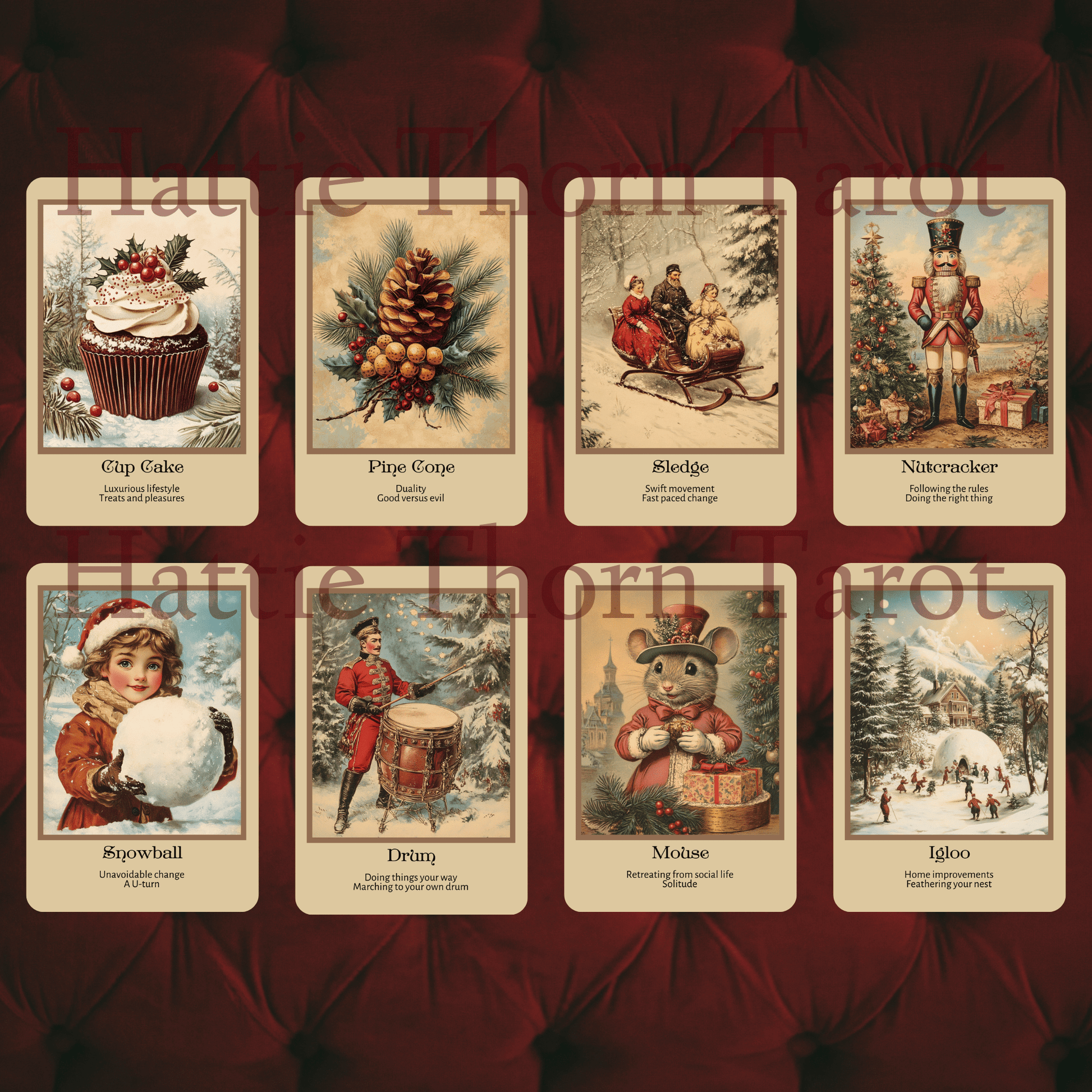Vintage Christmas Tarot & Oracle Bundle 🎁 A nostalgic 2 - deck set inspired by Victorian yuletide charm and holiday wonder - Hattie Thorn Tarot