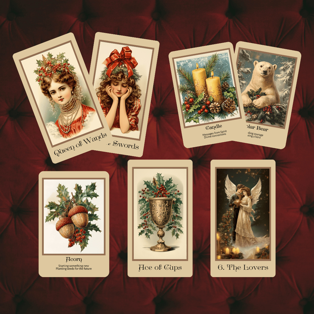 Vintage Christmas Tarot & Oracle Bundle 🎁 A nostalgic 2 - deck set inspired by Victorian yuletide charm and holiday wonder - Hattie Thorn Tarot