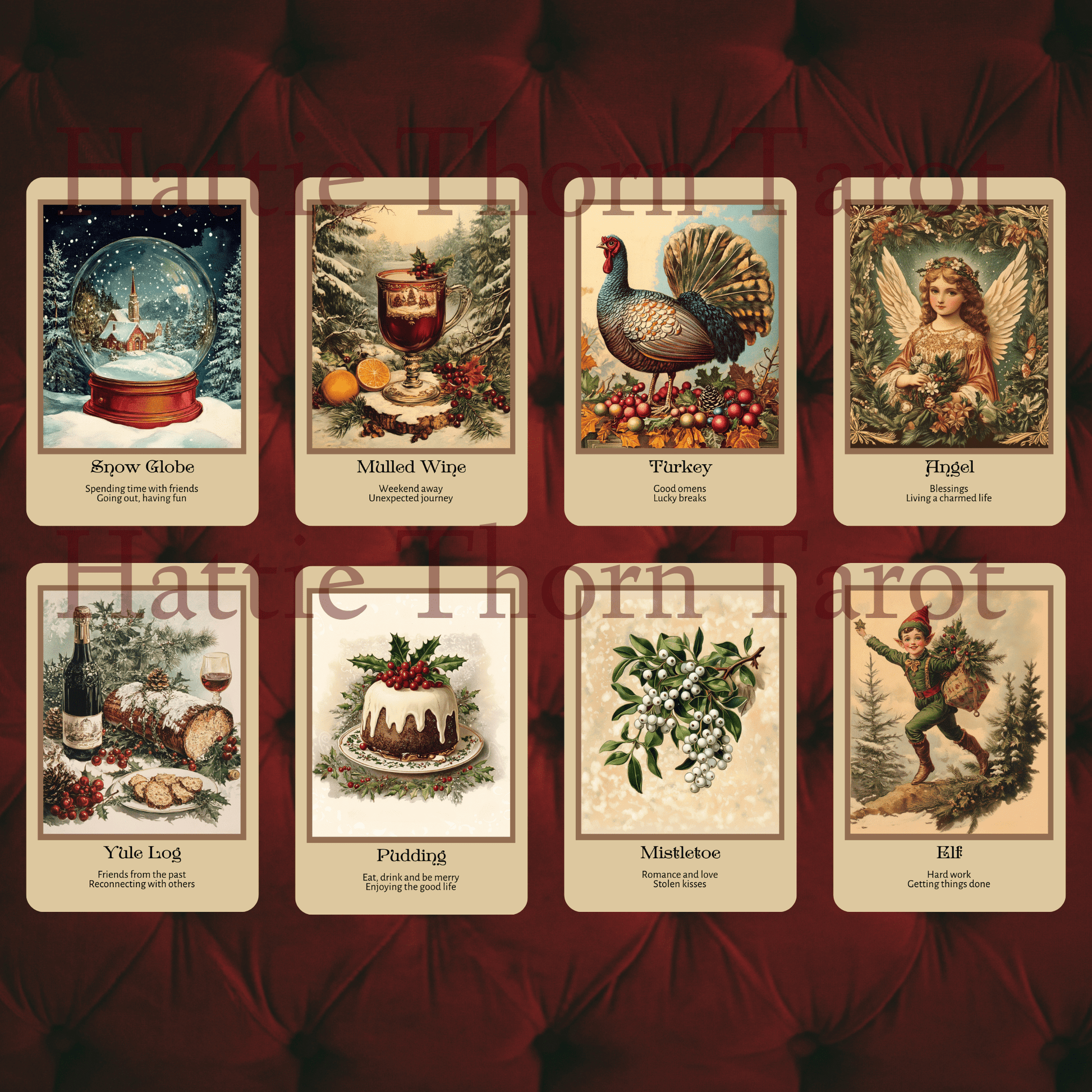 Vintage Christmas Tarot & Oracle Bundle 🎁 A nostalgic 2 - deck set inspired by Victorian yuletide charm and holiday wonder - Hattie Thorn Tarot