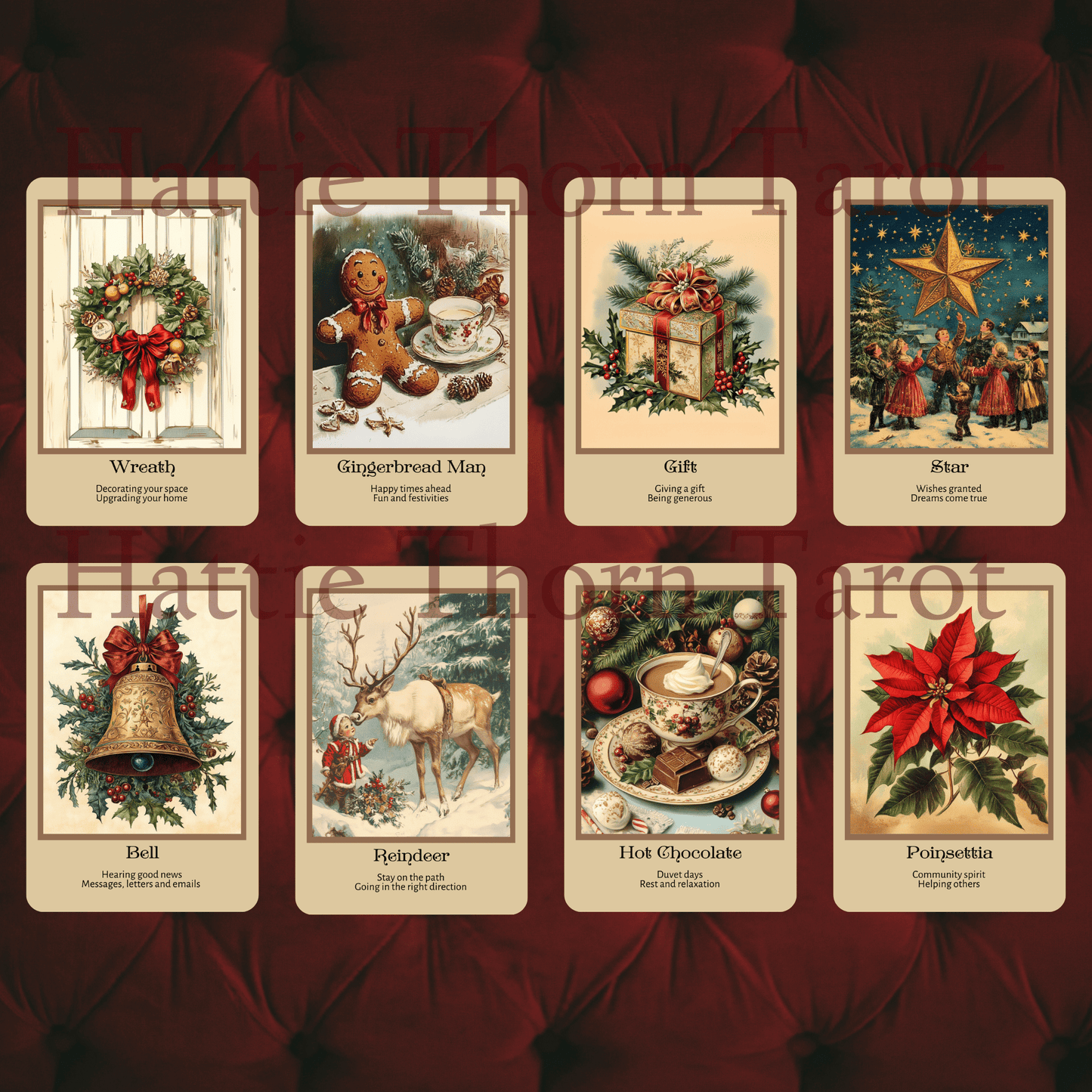 Vintage Christmas Tarot & Oracle Bundle 🎁 A nostalgic 2 - deck set inspired by Victorian yuletide charm and holiday wonder - Hattie Thorn Tarot