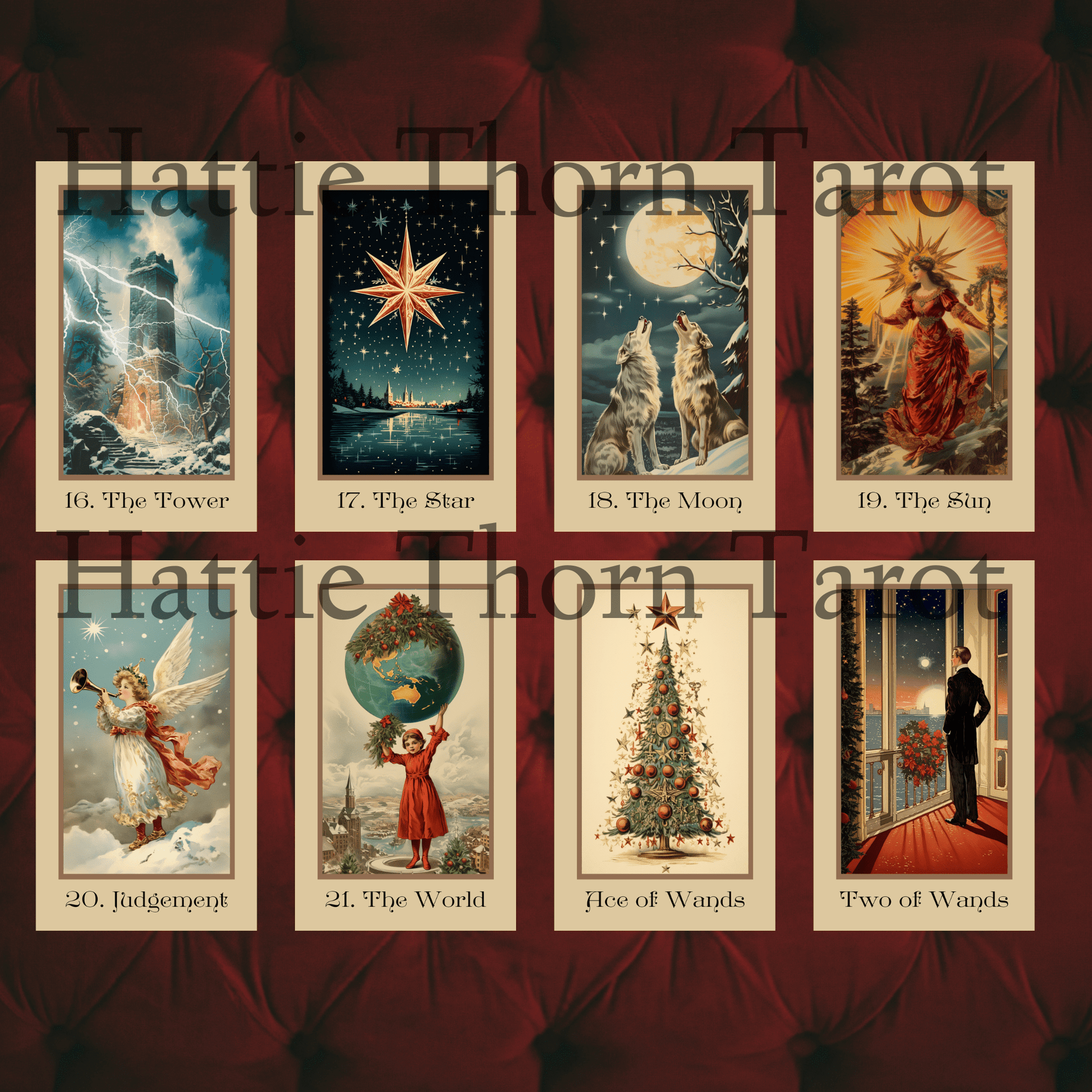 Vintage Christmas Tarot & Oracle Bundle 🎁 A nostalgic 2 - deck set inspired by Victorian yuletide charm and holiday wonder - Hattie Thorn Tarot