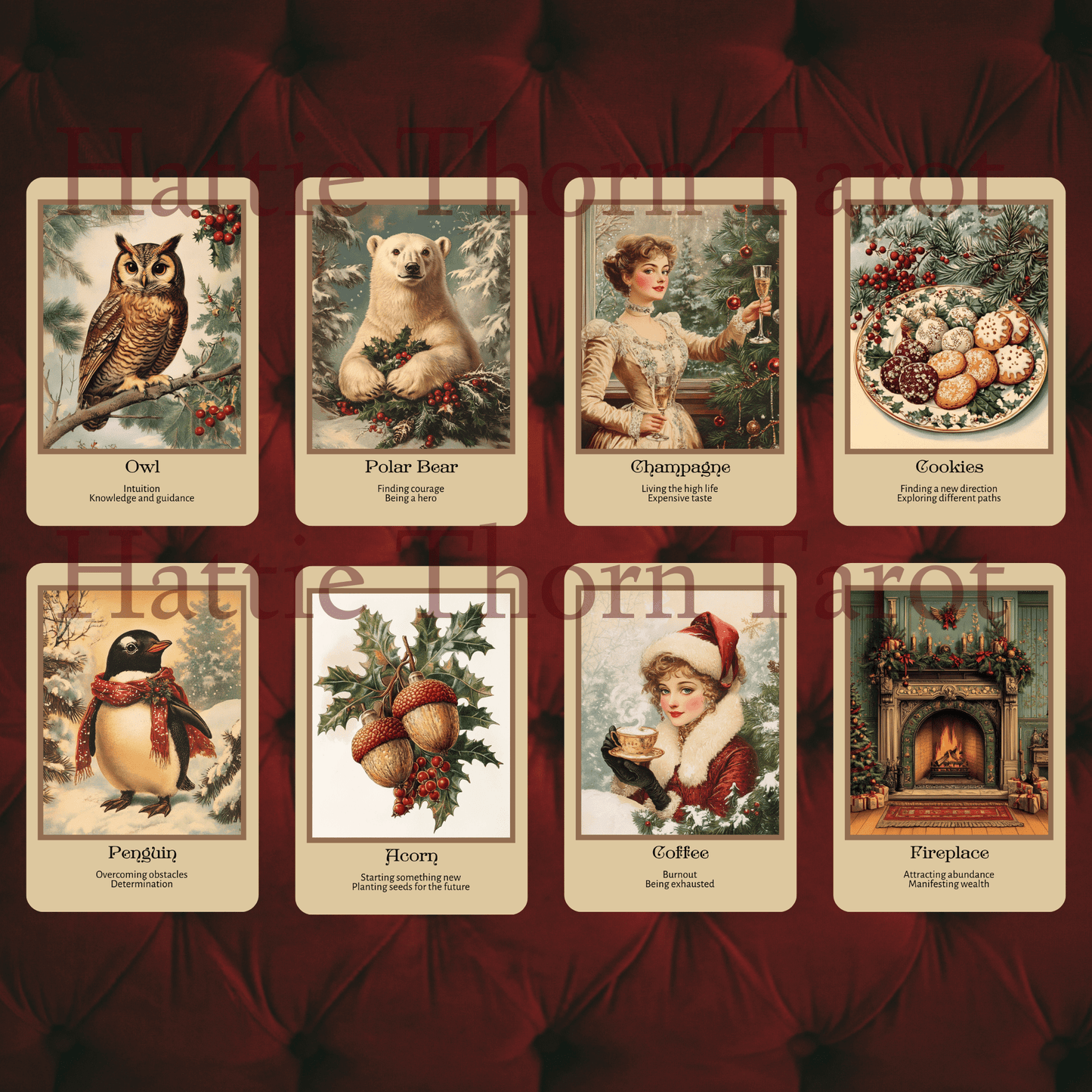 Vintage Christmas Tarot & Oracle Bundle 🎁 A nostalgic 2 - deck set inspired by Victorian yuletide charm and holiday wonder - Hattie Thorn Tarot