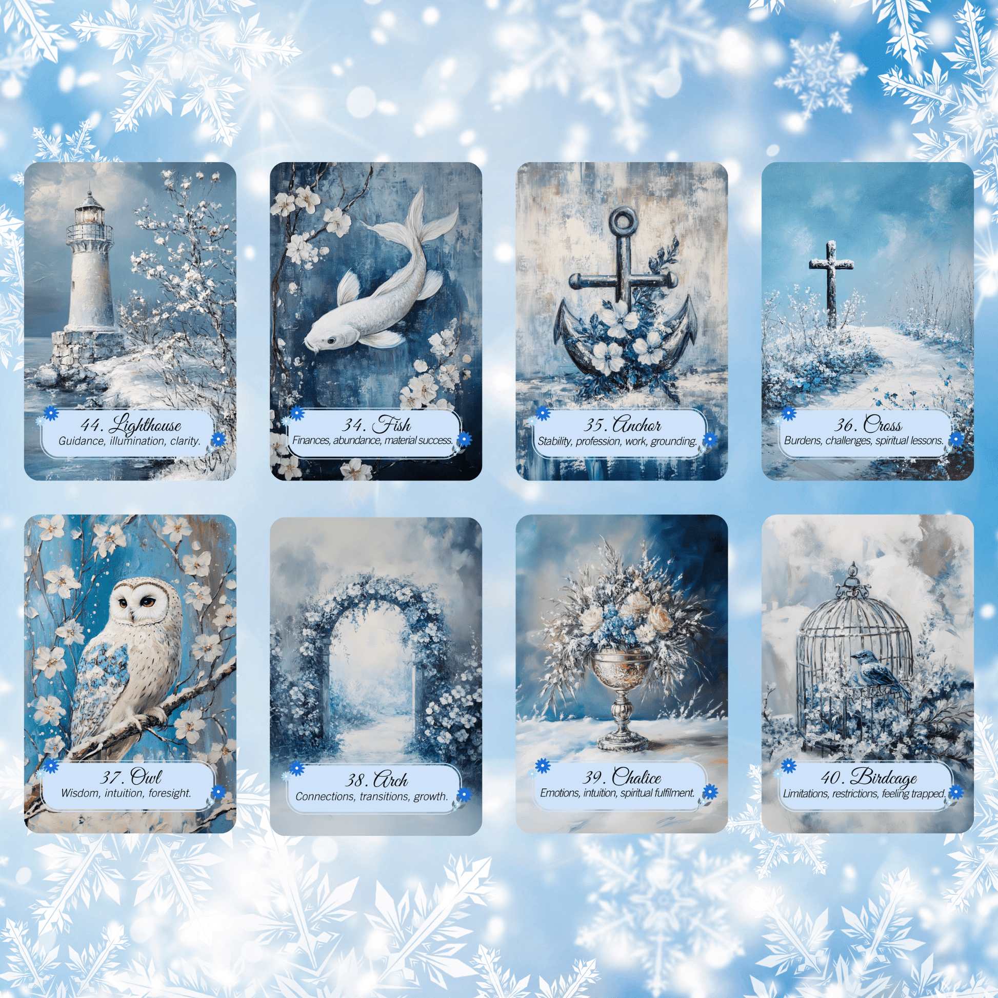 Winter Pastures Lenormand ❄️ A 45 - card Lenormand - style deck with built - in meanings for intuitive, oracle - style readings - Hattie Thorn Tarot