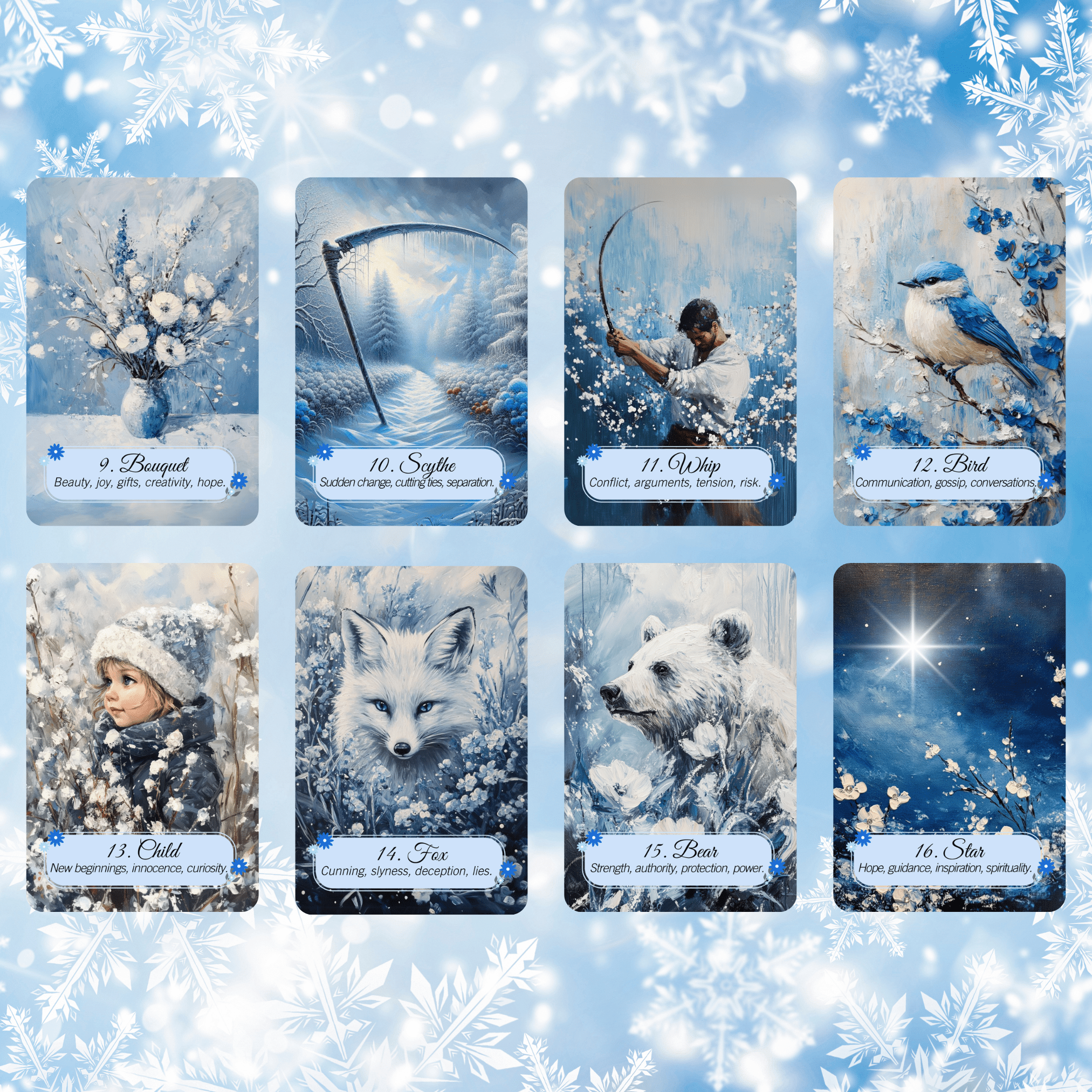 Winter Pastures Tarot & Lenormand Bundle ❄️ A serene 2 - deck bundle capturing the quiet beauty and inner wisdom of winter - Hattie Thorn Tarot
