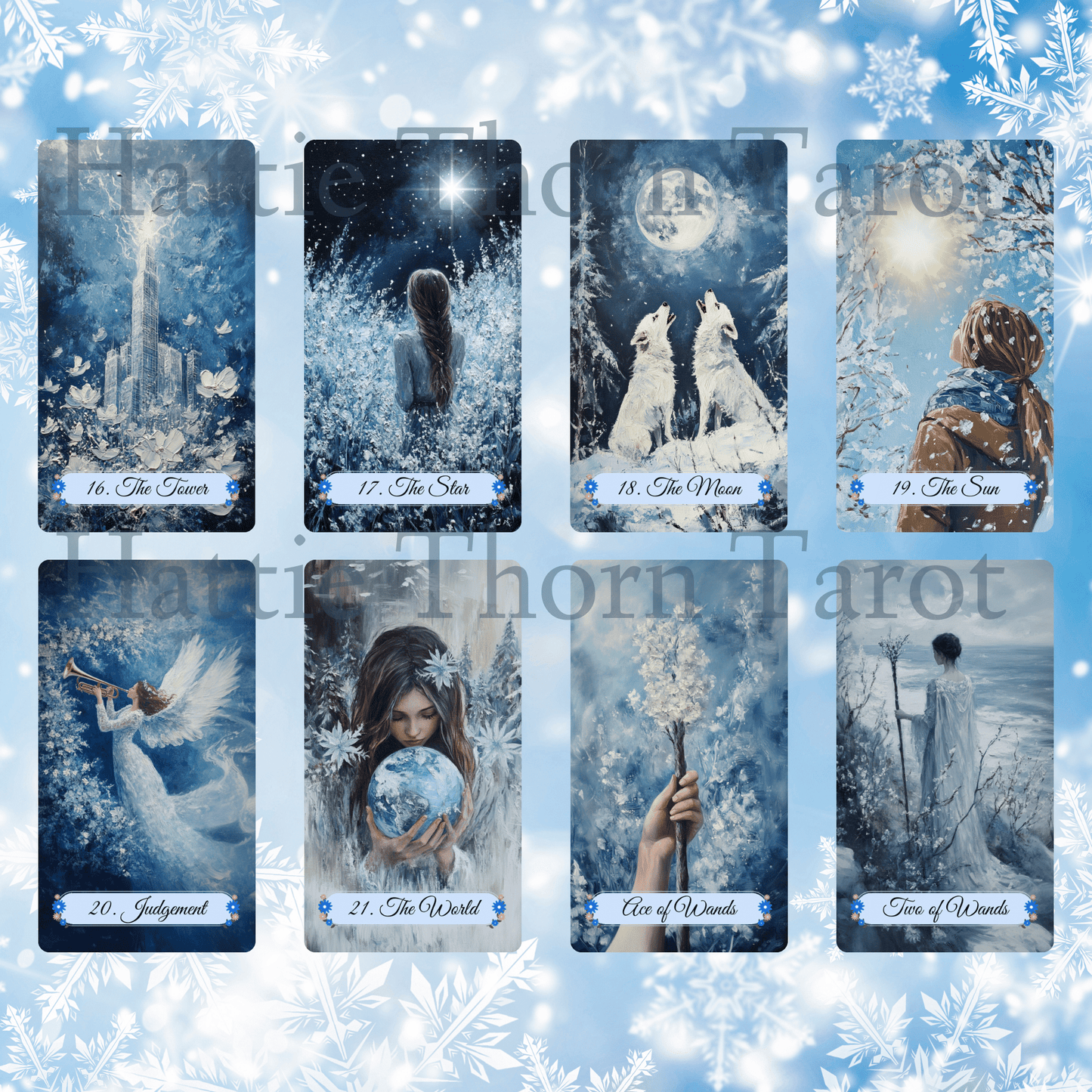Winter Pastures Tarot & Lenormand Bundle ❄️ A serene 2 - deck bundle capturing the quiet beauty and inner wisdom of winter - Hattie Thorn Tarot