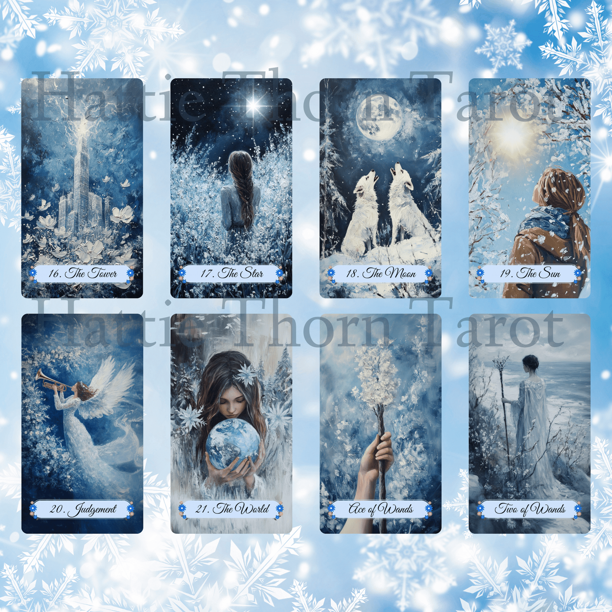 Winter Pastures Tarot & Lenormand Bundle ❄️ A serene 2 - deck bundle capturing the quiet beauty and inner wisdom of winter - Hattie Thorn Tarot